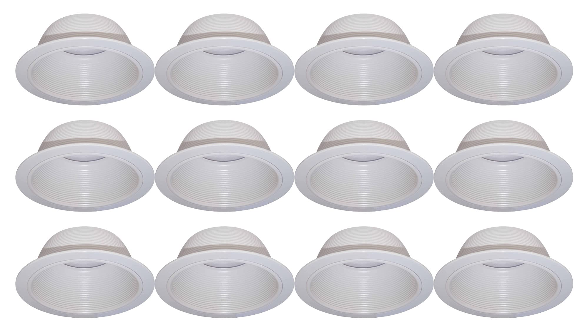 6    Inch White Baffle Recessed Can Light Trim Replaces HALO 310 W JUNO 24W-WH - 12 PACK