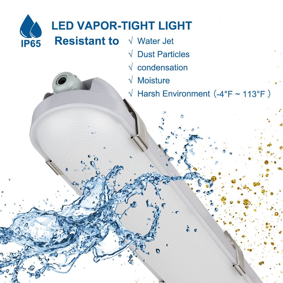 Dakason 4Ft Led Vapor Tight Light 60W 6600Lm (120W Eq.), Waterproof Led Outdoor Shop Light 5000K Ip65 100-277V Led Vapor Proof F