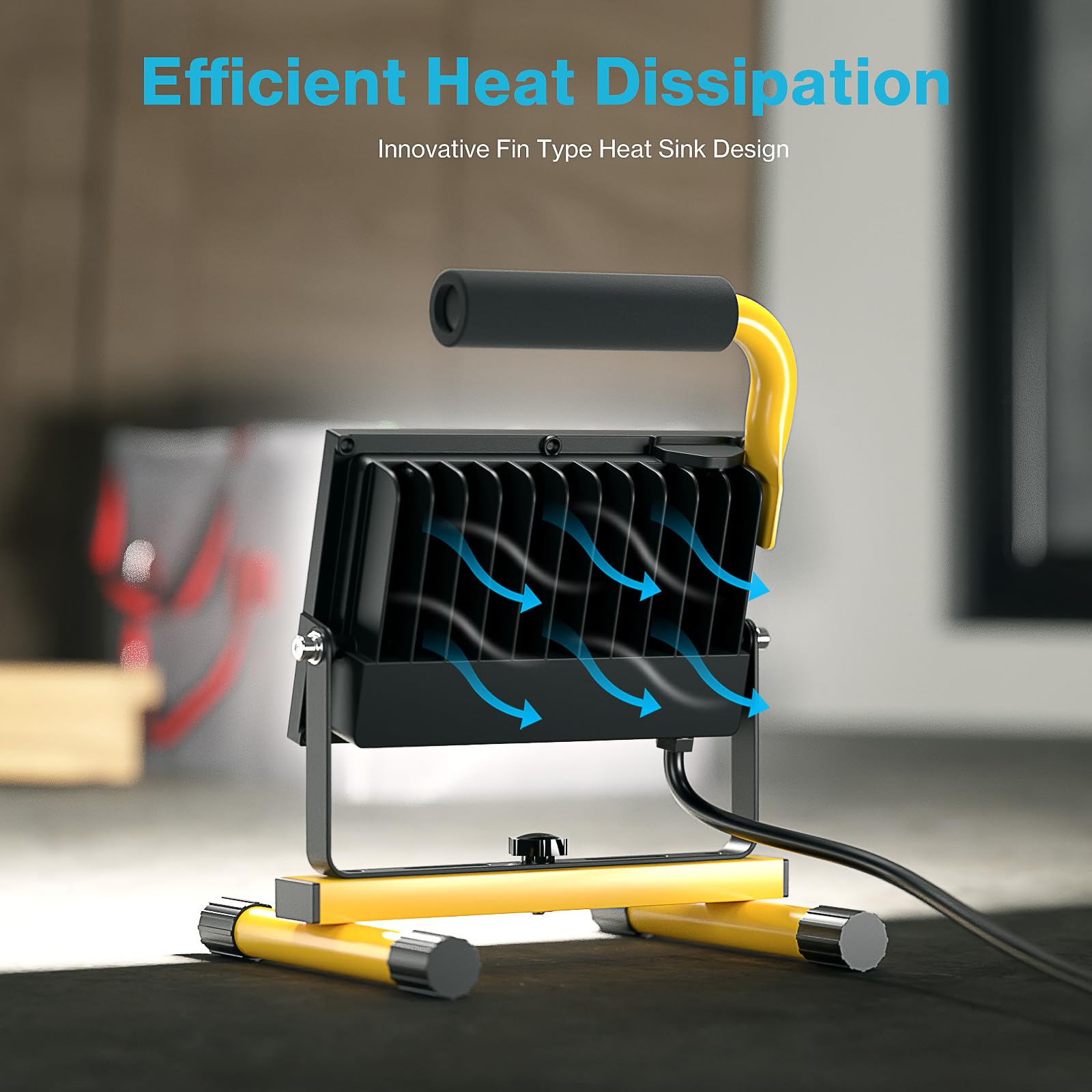 Olafus 60W Led Work Lights, 6000Lm Portable Flood Light With Plug, 5000K Daylight, Ip65 Waterproof Adjustable Job Site Lighting For Construction Site, Garage, Workshop, Jetty