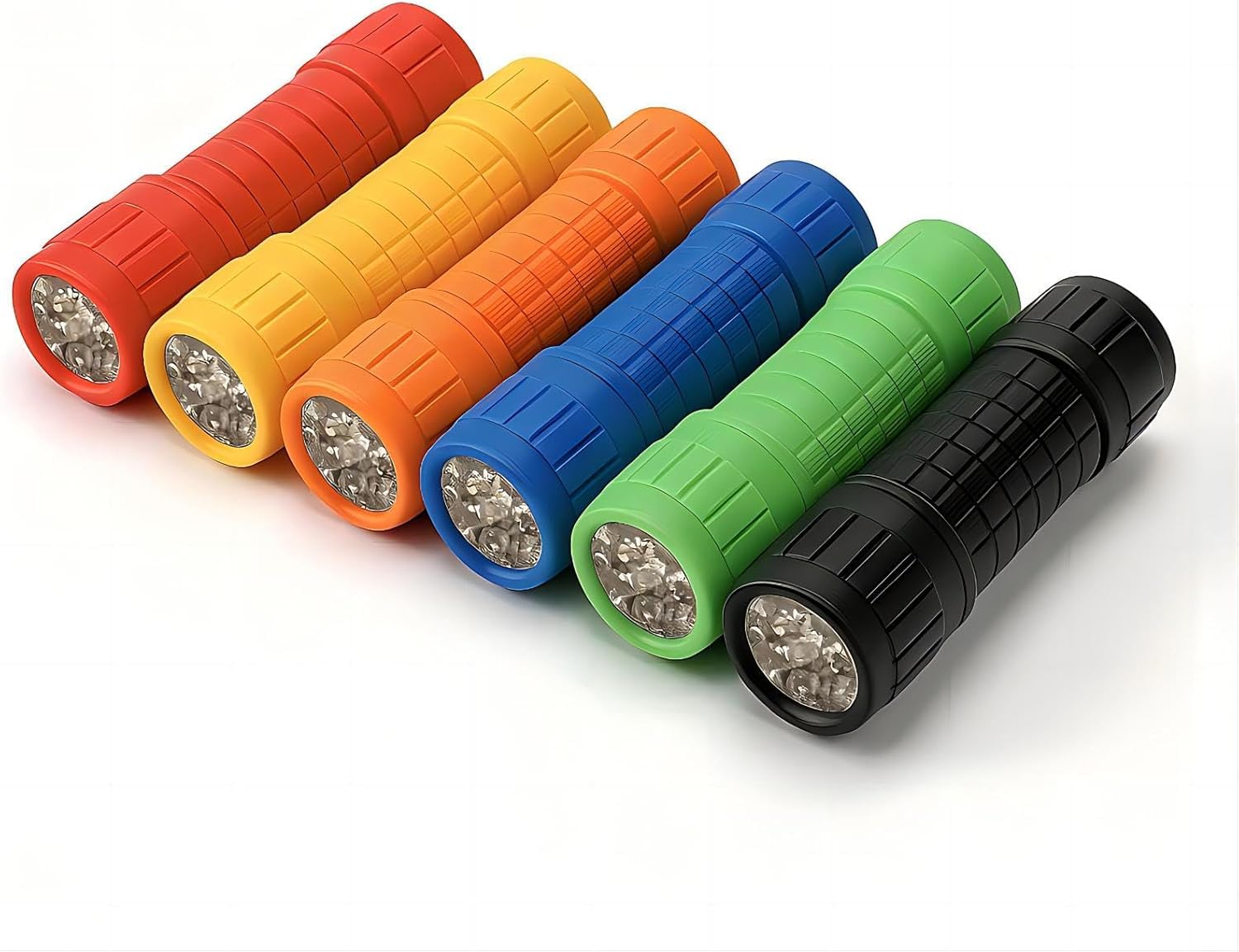 9-LED Mini Flashlight for Kids, 6 Pack Bright Small LED Flashlight Set, Bulk 6 Assorted Color Emergency Flashlight for Party, Ad