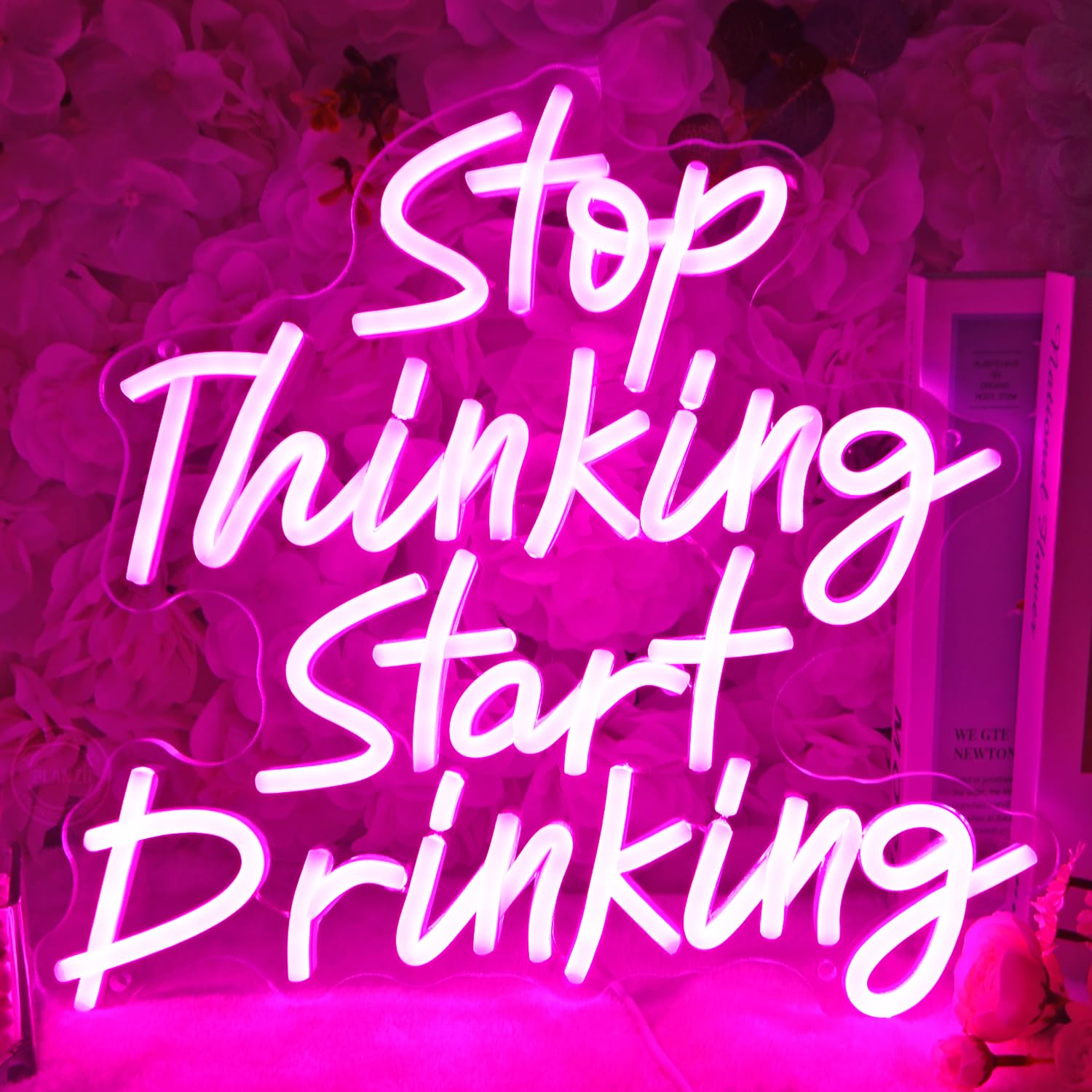 Planzo Neon Sign Wall Decor - LED Light for Home Bar, Bistro, Garage, 12.6in W x 13.4in H, Pink