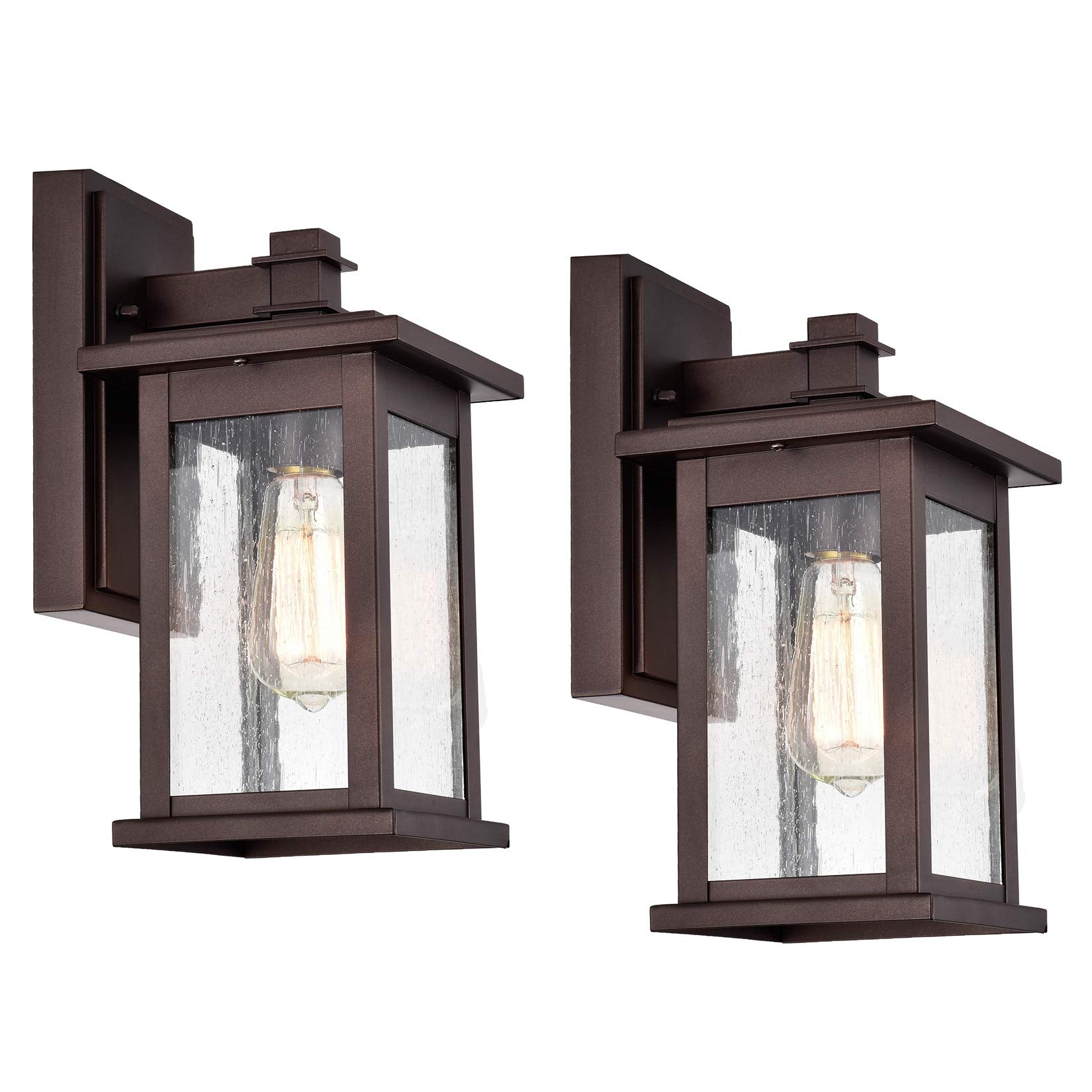 Micsiu 2 Pack Oil Rubbed Bronze Outdoor Wall Lights, 12&quot; Waterproof Fixtures With Clear Glass Shades