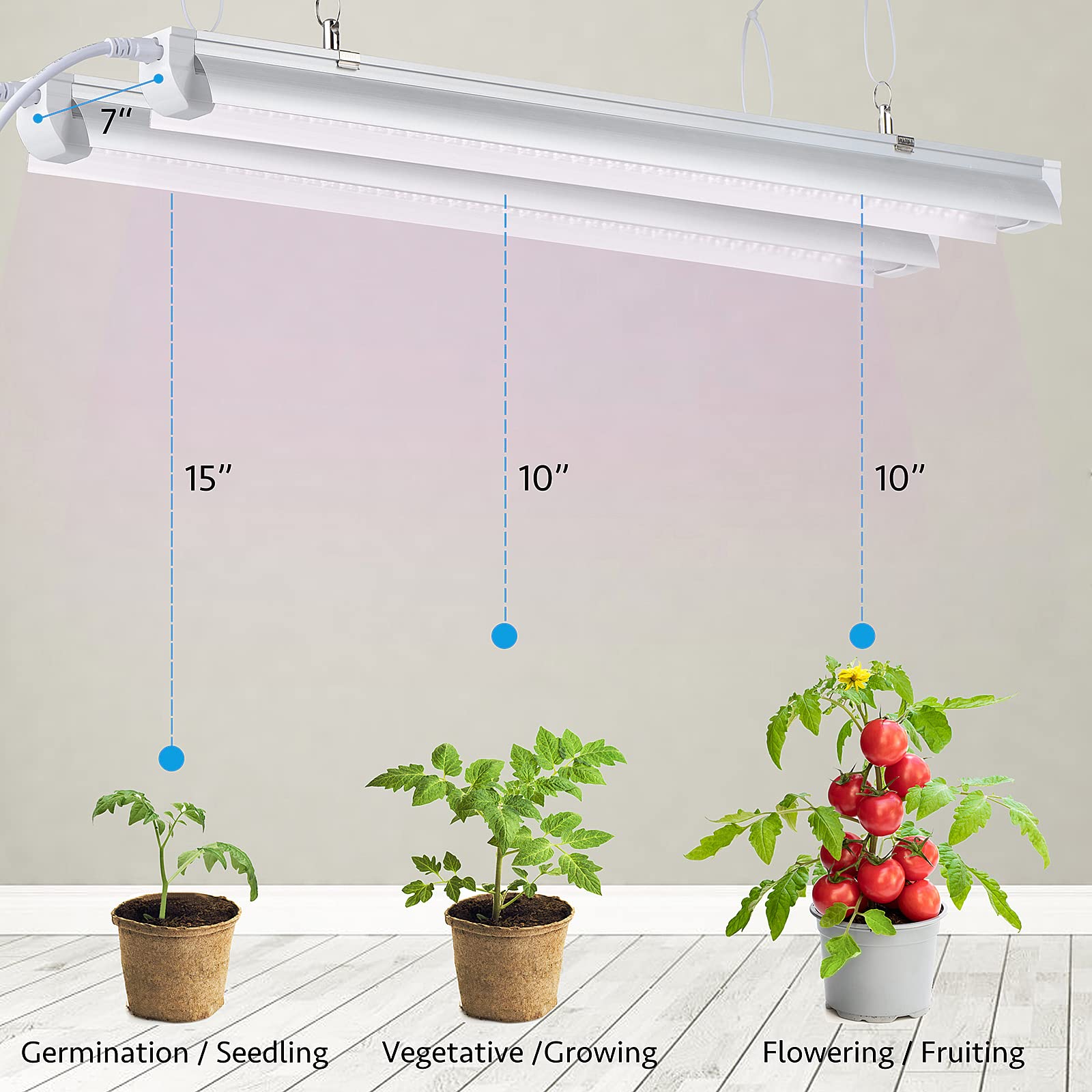 Grow Light For Indoor Plants,4Ft T8, 270W(6 X 45W, 1620W Equivalent), Super Bright, Full Spectrum Sunlight Plant Light, Led Grow