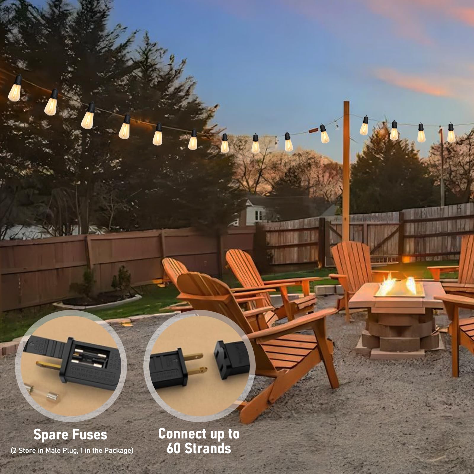 Konictom 25Ft Led Outdoor String Lights, 13 Warm White Shatterproof Bulbs For Patio & Garden Decor