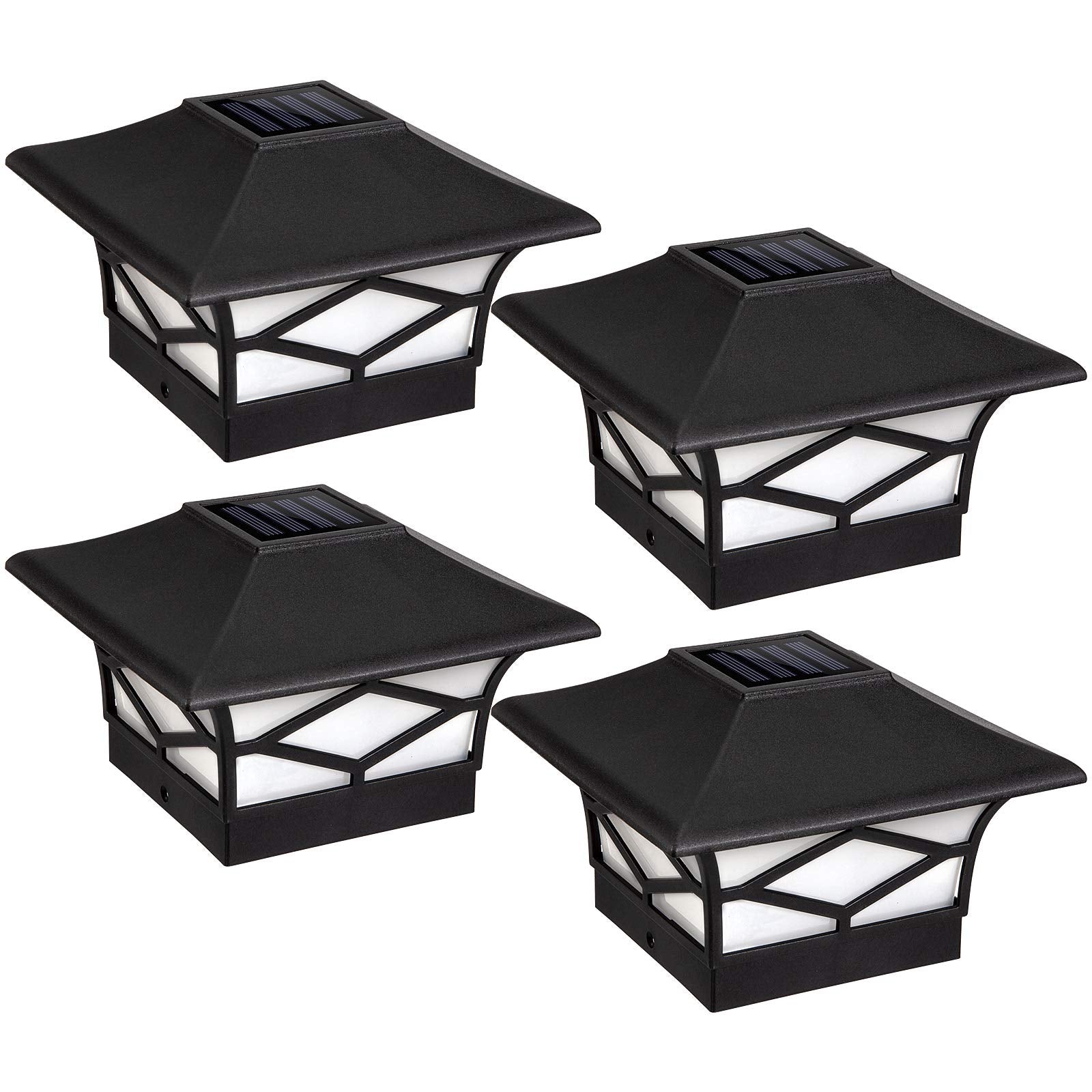 Solar Post Cap Lights Outdoor 4pack, Waterproof Solar Powered Deck Fence Post Lights for 4x4 Wood/Vinyl Posts, Solar Outdoor LED