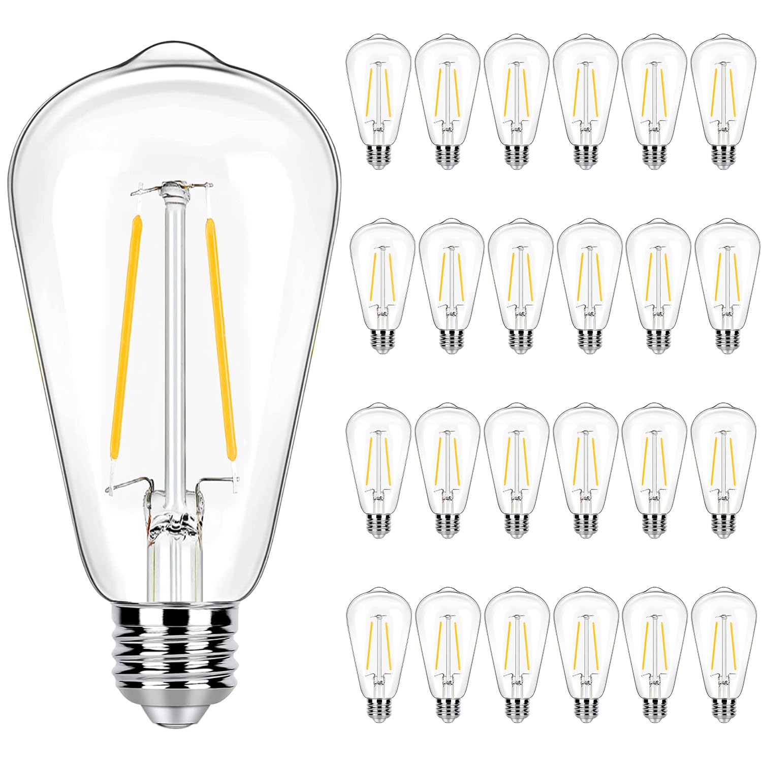 Winsaled 24 Pack Led Edison Bulbs 40 Watts Equivalent, 4 Watt Led Vintage Light Bulb, 2700K Soft White St19 Light Bulb, 350Lm E2
