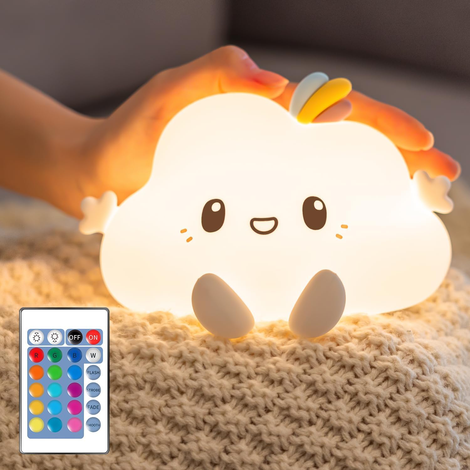 Mubarek Led Cloud Lights Cloud Lamp Cloud Decor, Remote 16 Colors Silicone Cloud Lights For Ceiling Clouds, Dimmable Cloud Led Lights,Portable Rechargeable Cute Lamp,Kawaii Led Cloud Decor Cute Gifts