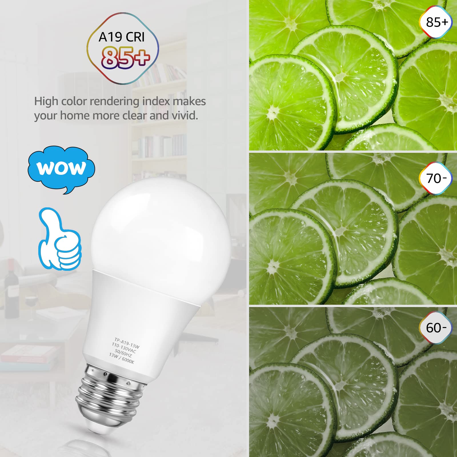 Maxvolador A19 Led Light Bulb, 100 Watt Equivalent, 6000K Daylight Deluxe Led Bulb, 1500 Lumens, E26 Standard Base, No Dimmable,