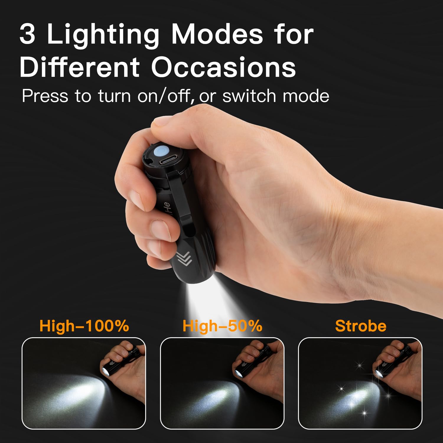 KunHe 10 Pack Small Rechargeable Flashlights - USB-C Mini High Lumens, Black, Model KH-003, Portable EDC Emergency Light