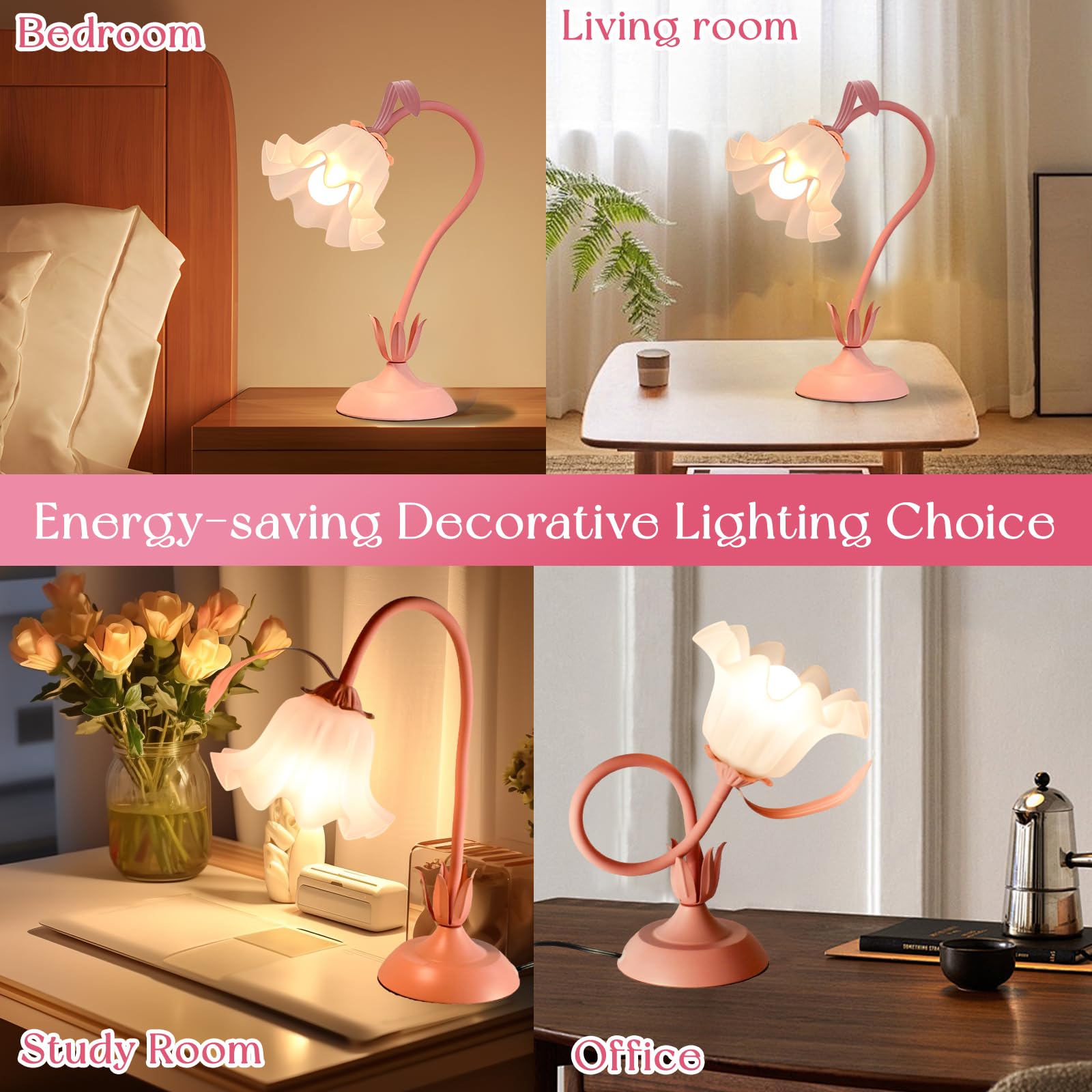 Cute Flower Desk Lamp, Bedside Vintage Flower Lamp With Led Bulb, 3 Colors Temperature Flower Lamp For Bedroom Living Room Desk