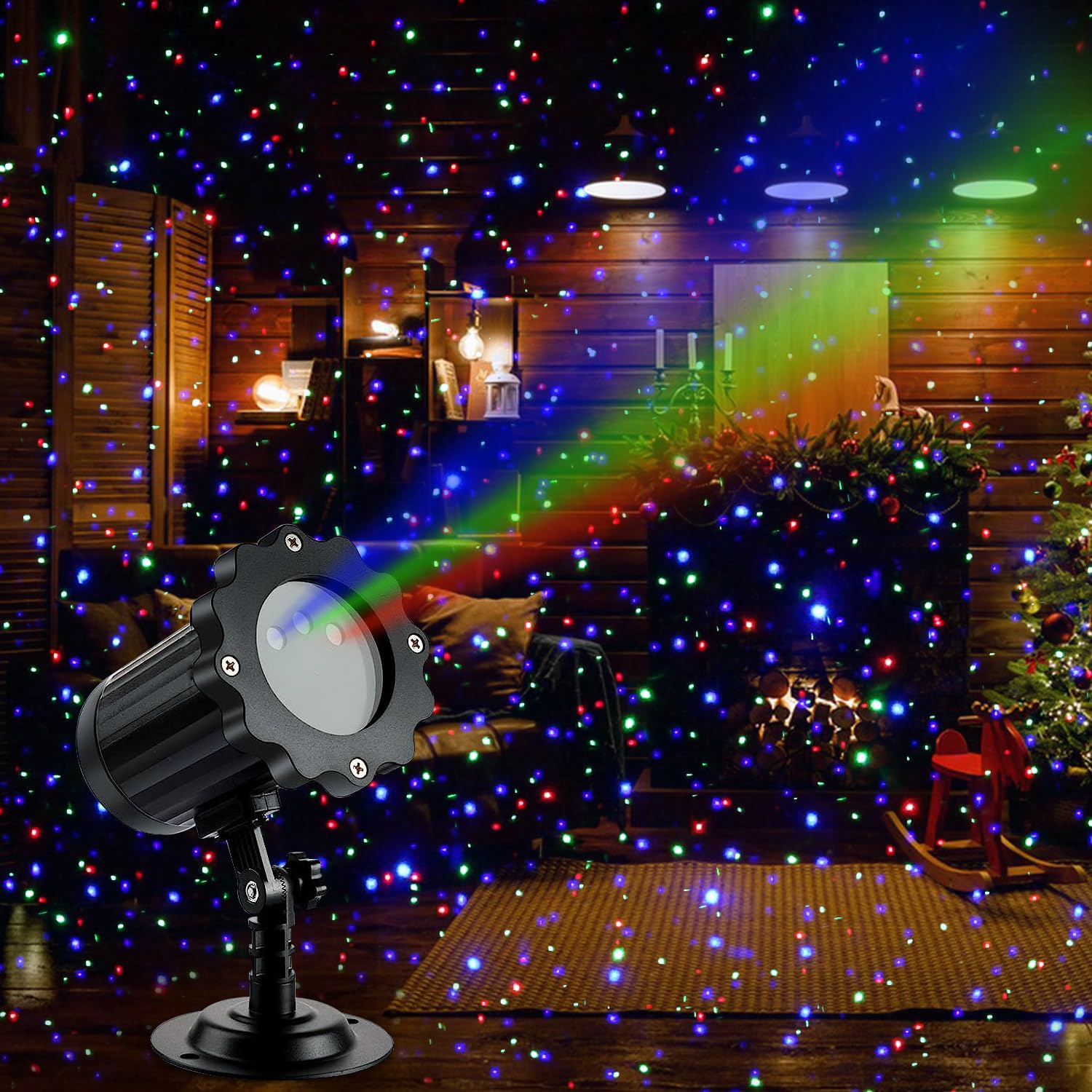 JACKYLED Christmas Projector Lights Outdoor, 3 Color Firefly Laser Lights with Remote Control, Outdoor Projector for Christmas H