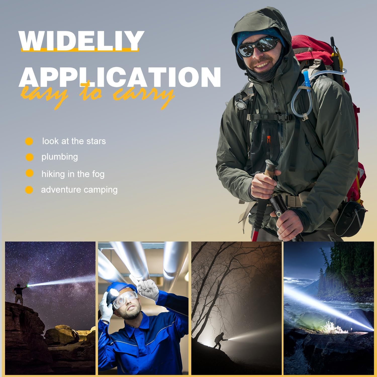 Small Tactical Flashlights 20000 High Lumens - 1500 Meters Long Beam Super Bright Led Magnetic Flashlight Usb Rechargeable Zoomable 5Modes Long Beam Spotlight Flashlight For Hiking  Camping  1Pcs