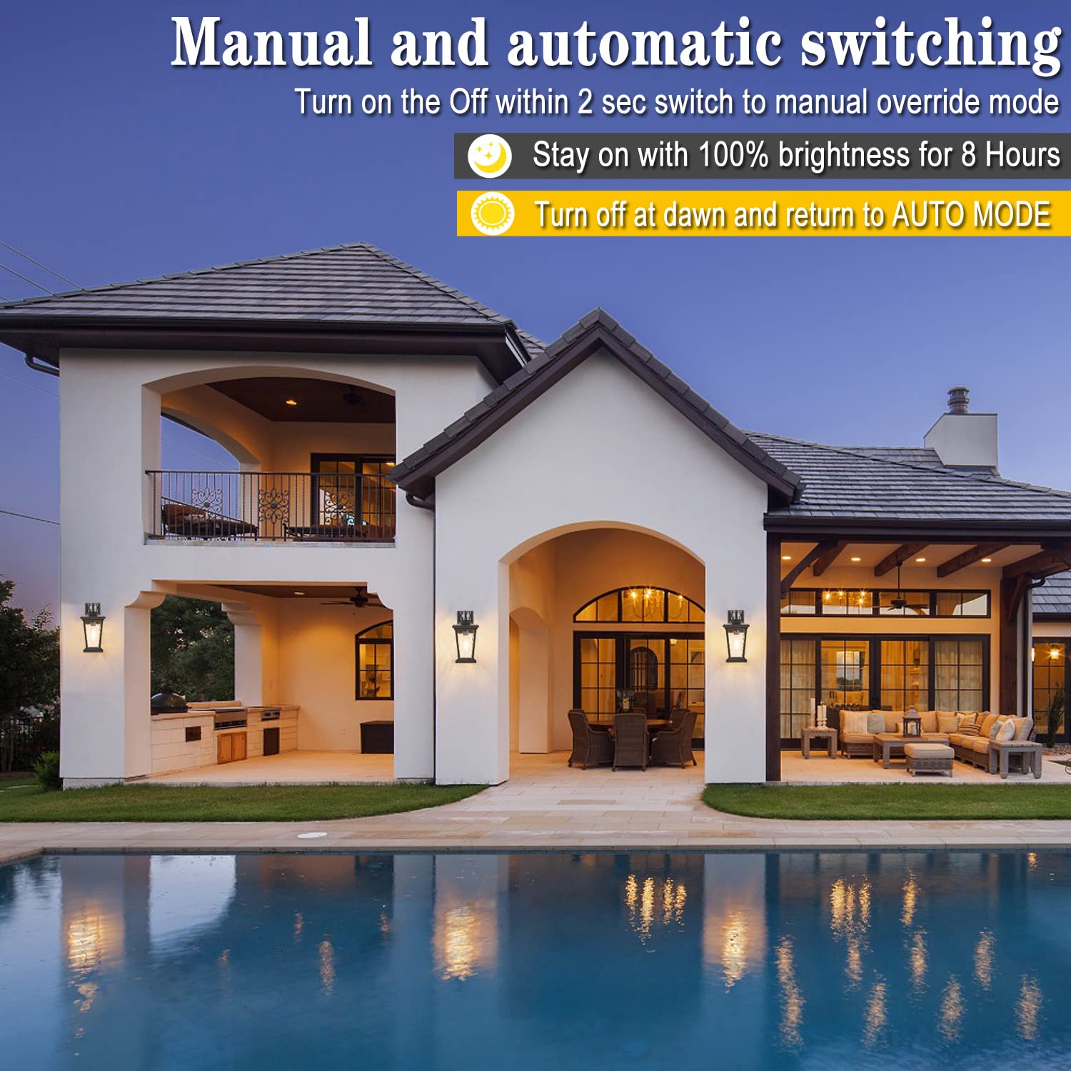 Karuoshirui Dusk To Dawn Outdoor Light,Outdoor House Lights,Front Door Lights, Porch Light,Outdoor House Lights Wall Mount,Exterior Light Fixture,Exterior Wall Lantern,Porch & Patio Lights,Coach Light