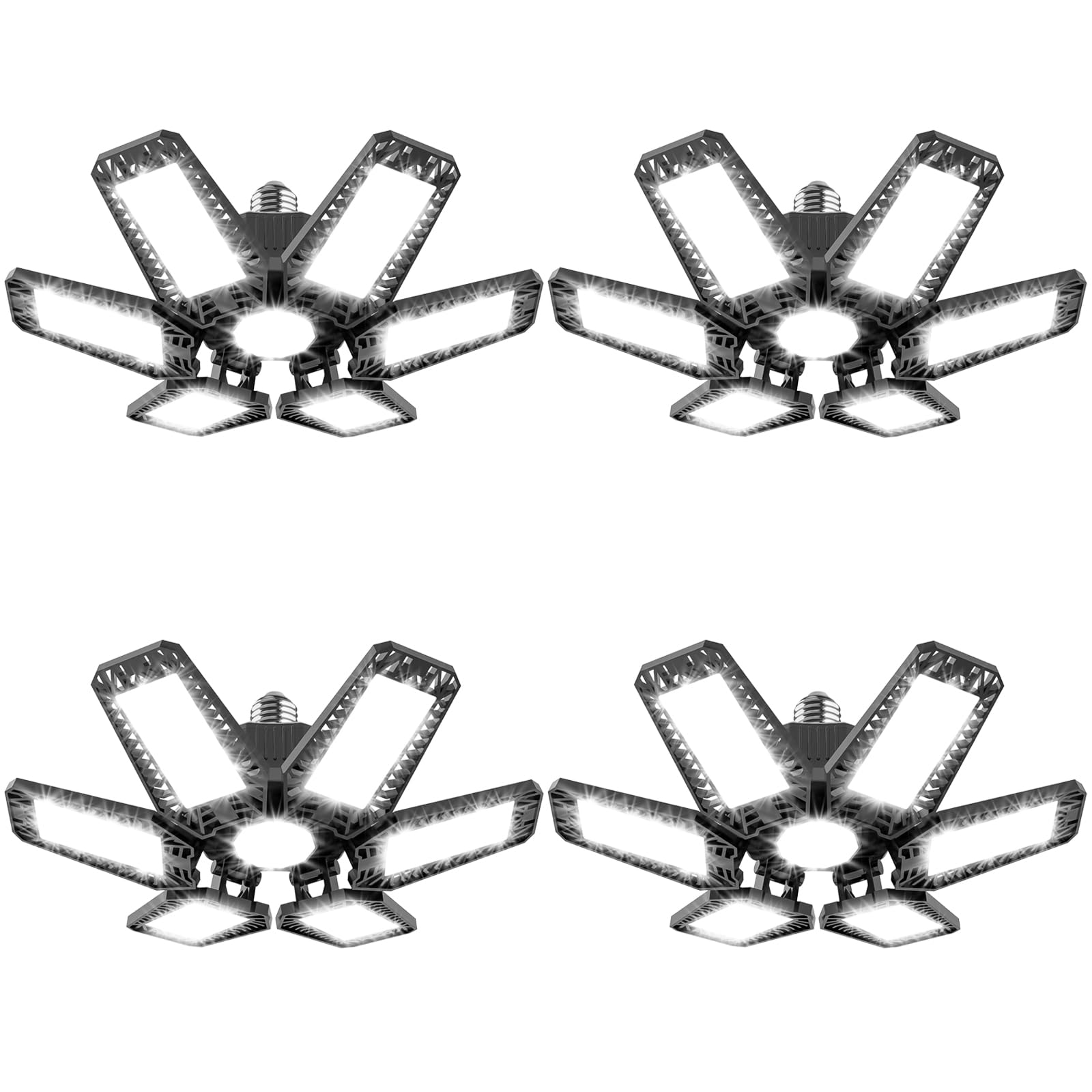 TOPAUBUB Garage Light 4 Pack 160W, 16000LM LED Lights for Garage with 6+1 Deformable Panels 6500K Screw in LED Shop Lighting for