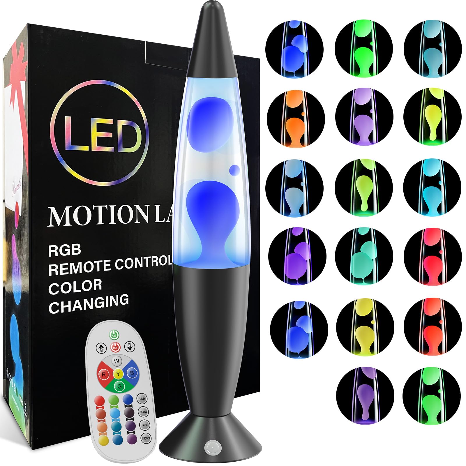 Soarling Large LED Liquid Motion Lamp 17 Colors with Remote 16 Inch Black, Model 1002843720