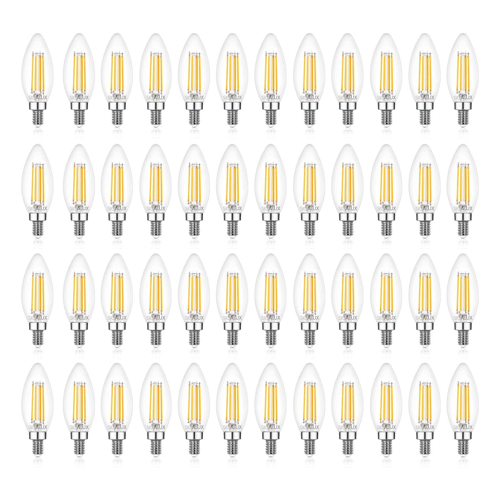 Sigalux Dimmable Led Chandelier Light Bulbs,E12 Base,60W Equivalent,2700K Soft White, B10 Candelabra Light Bulb,Type B Filament 