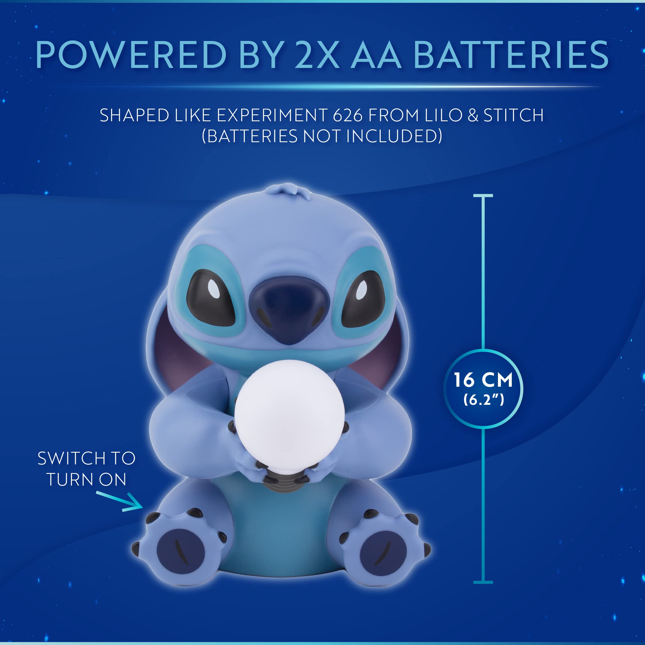Paladone Lilo and Stitch Lamp - Blue Plastic Night Light, PP9652LS, Officially Licensed Disney Collectible for Bedroom Decor