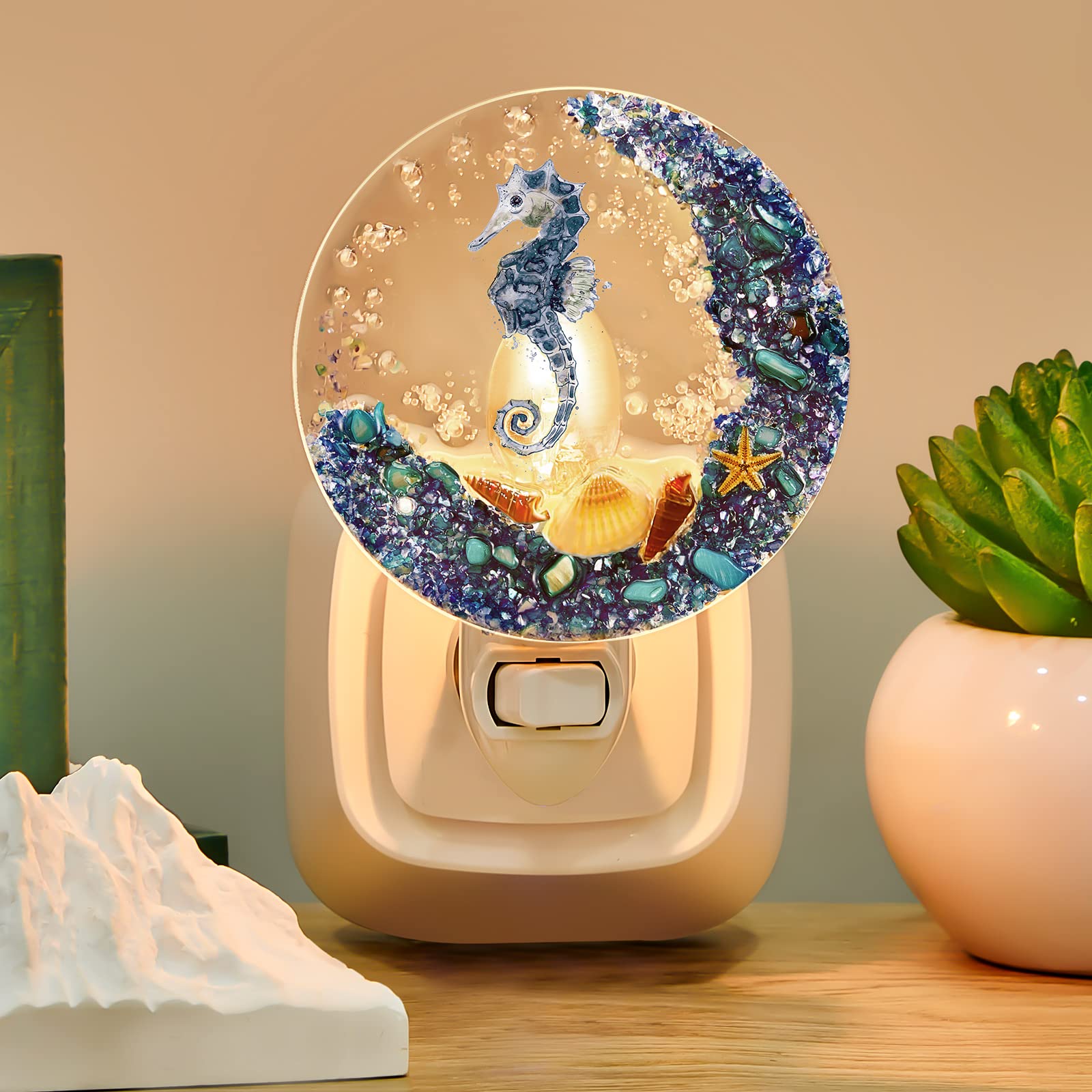 Hortsun Seashell Night Light - Ocean Sea Animal Decor, Vintage Design for Home, Bedroom, Bathroom, Multicolor