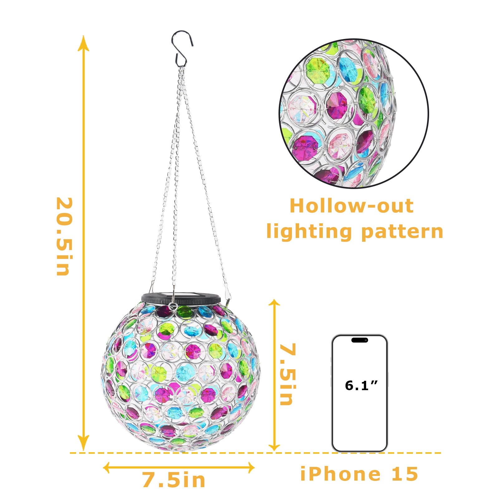 Sunnypark Solar Hanging Lantern - Color Changing Led Waterproof Crystal Globe Light For Garden
