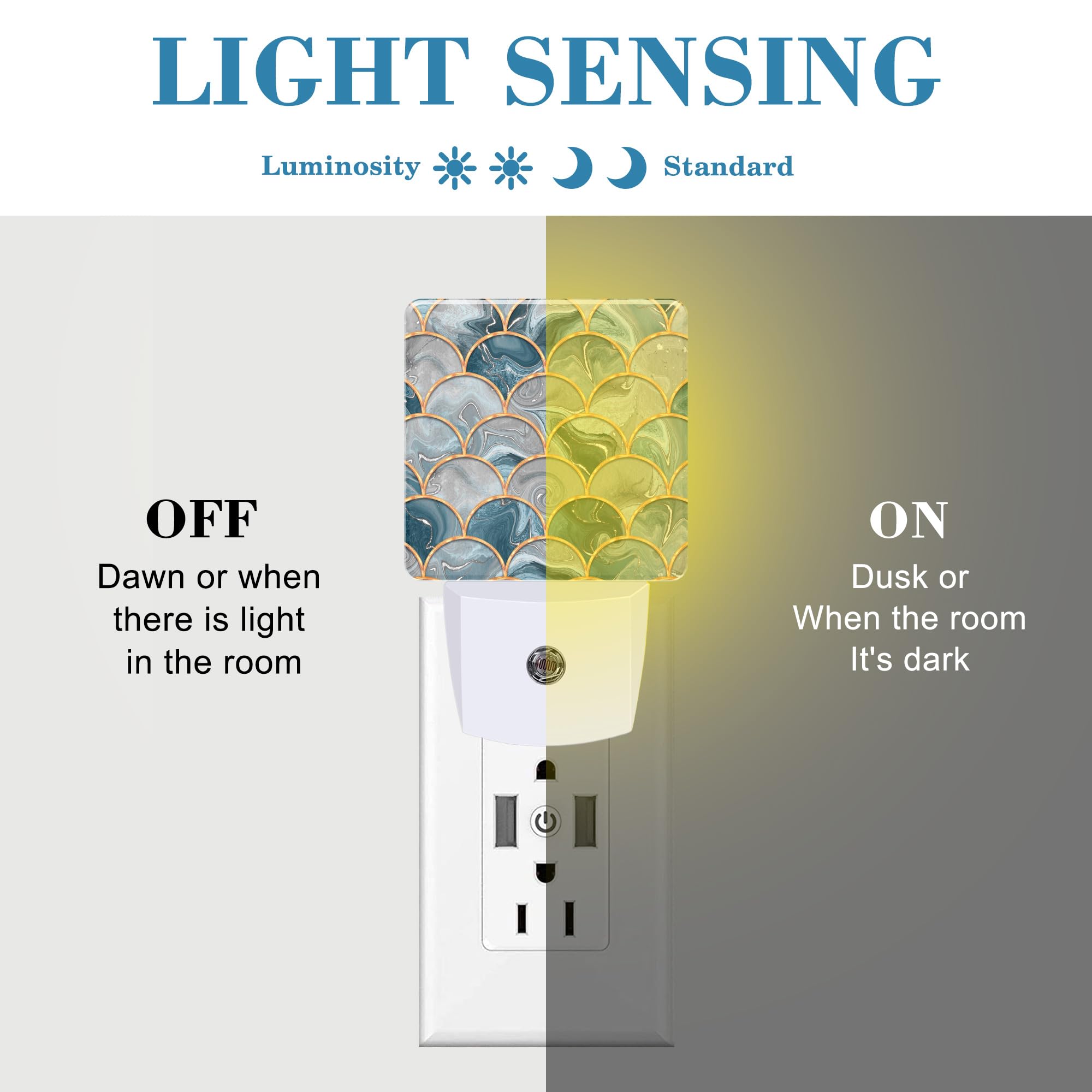 Uiaoiais Golden Fluid Marble Texture Night Light Plug Into Wall With Dusk To Dawn Sensor Cute Nightlight For Kid Girls Boys Wome