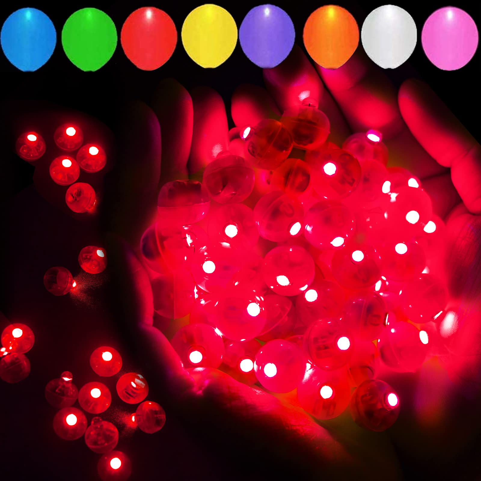 100 Pcs Red LED Balloon Light, Mini Led Lights Small Round Ball Lamp For Paper Lantern Balloon Indoor Outdoor Party Event Fun Bi
