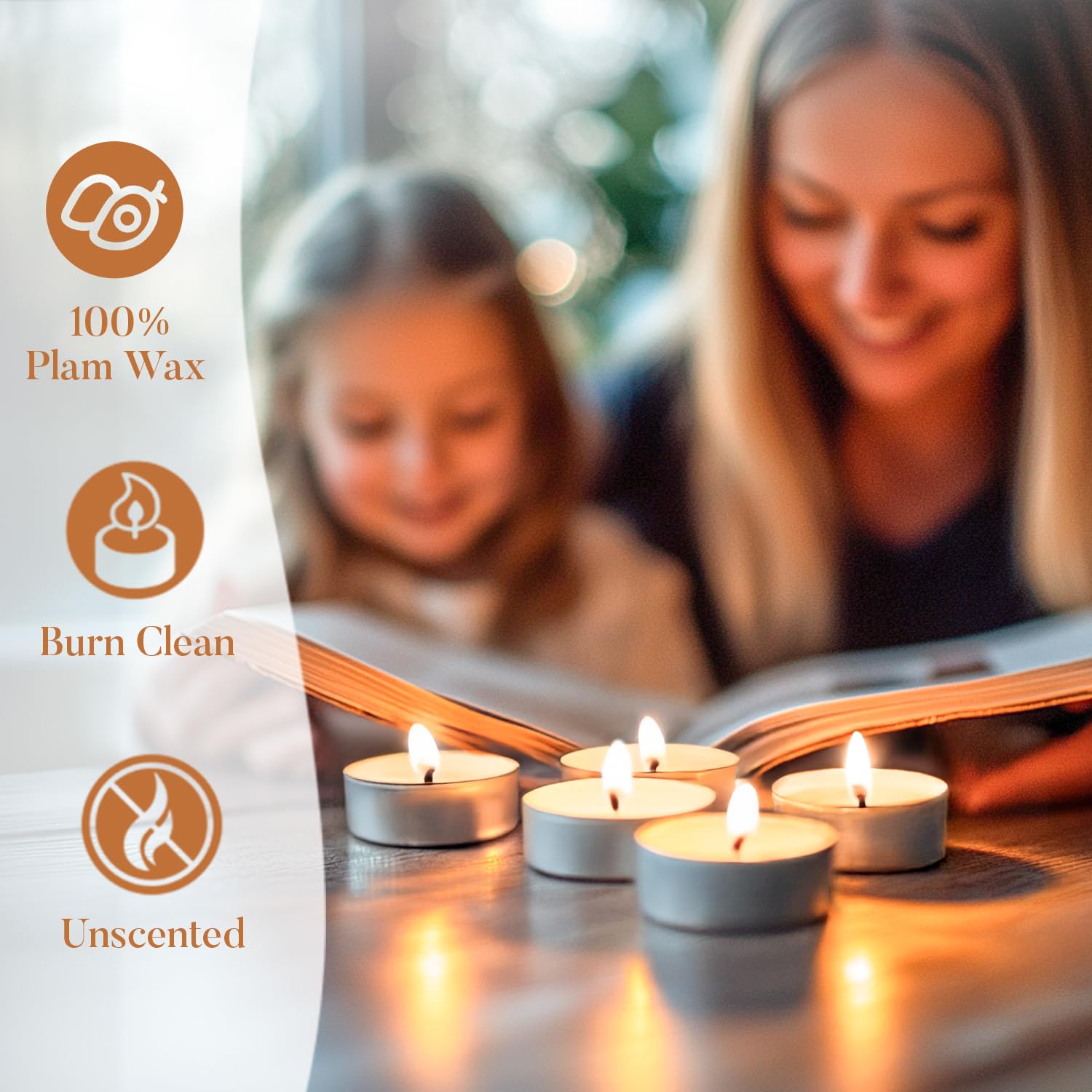 Hypmis Tea Light Candles - Unscented Paraffin Wax, 50 Pack, 4+ Hours Burn Time, White, Perfect for Home & Events