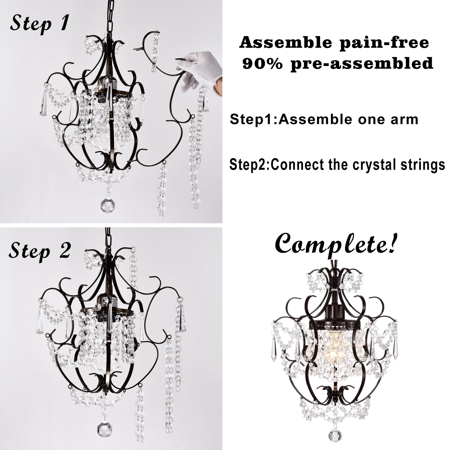 Bronze Chandelier Acrylic Crystals Chandeliers Small Vintage Chandelier 1 Light Antique Chandelier Light Fixtures For Bathroom L