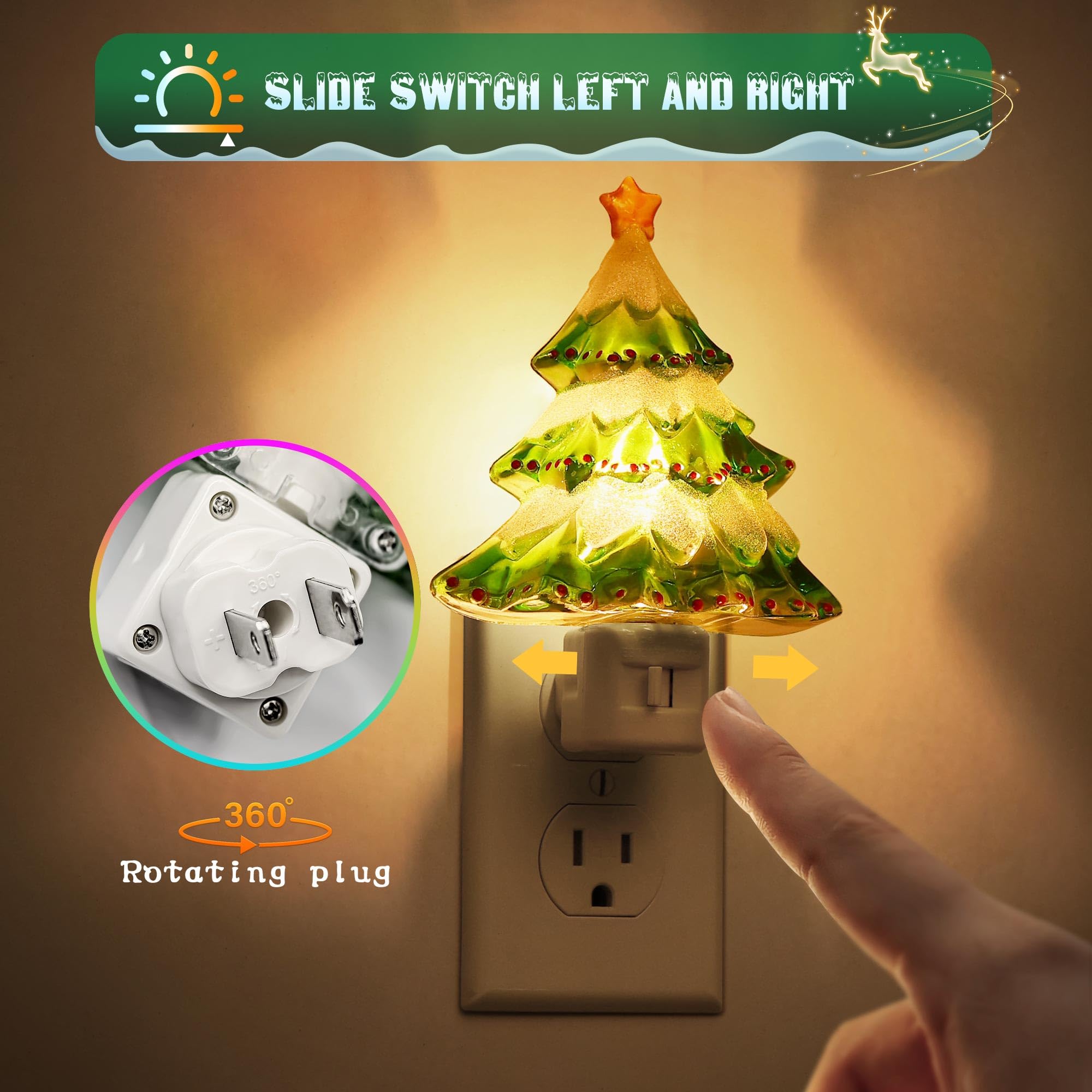 Jandcase Christmas Tree Night Light  2 Pack 3000K Night Lights Plug Into Wall Cute & Funny Christmas Night Light For Kids Plug In Vintage Decor Nightlight With 360?Rotatable For Home Party Decor