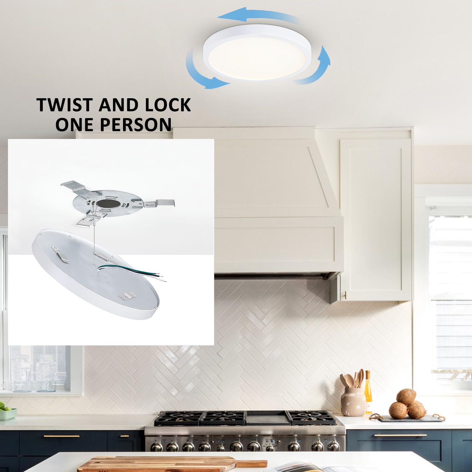 10 Inch Led Flush Mount Ceiling Light, Slim Dimmable Round Ceiling Light Flush Mount For Kitchen, Bedroom, Metal And Glass Ceili