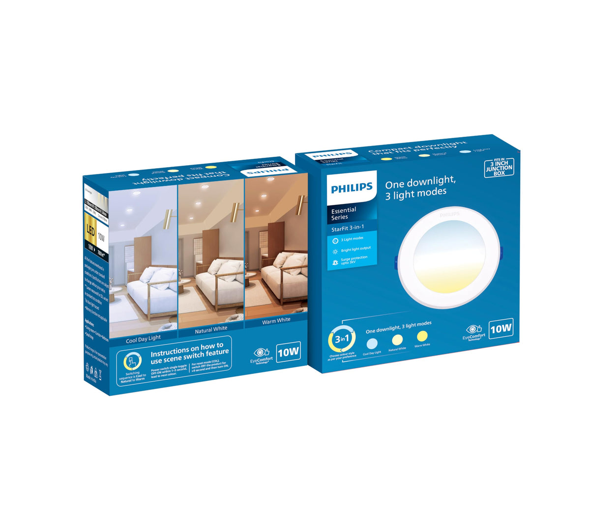 PHILIPS 10-watt 3 Colours in 1 LED Downlighter | Starfit 3 Colours in 1 LED Downlighter for Home & Decoration | Colour : Tunable