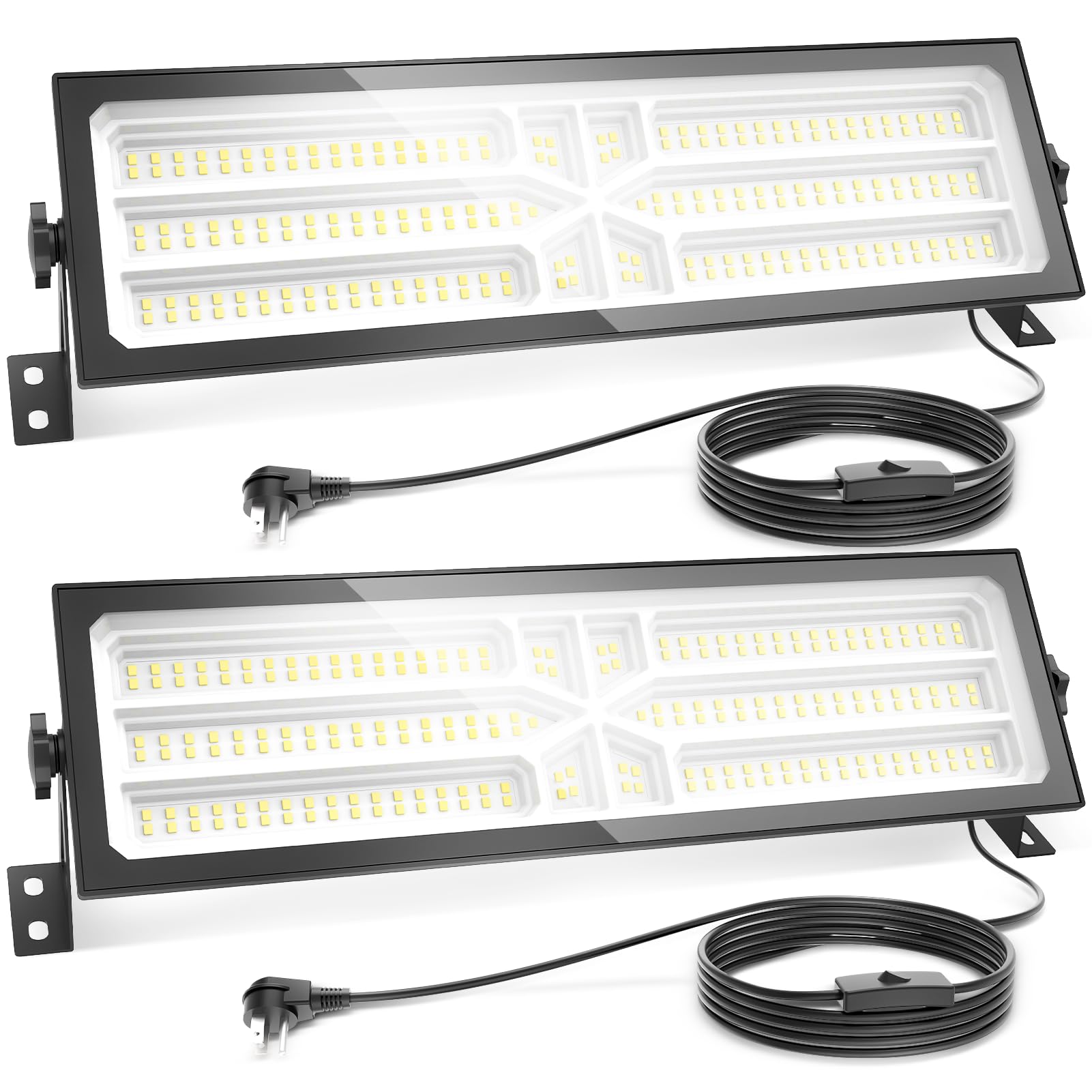 AGranTOP 4 Pack Linkable LED Shop Light - 100W 15000LM Aluminum Plug in Garage Light w/ 9.84 ft Power Cord and On/Off Switch, 65