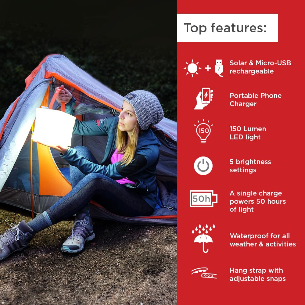 LuminAID PackLite Max 2-in-1 Camping Lantern and Phone Charger | For Backpacking, Emergency Kits and Travel | As Seen on Shark T