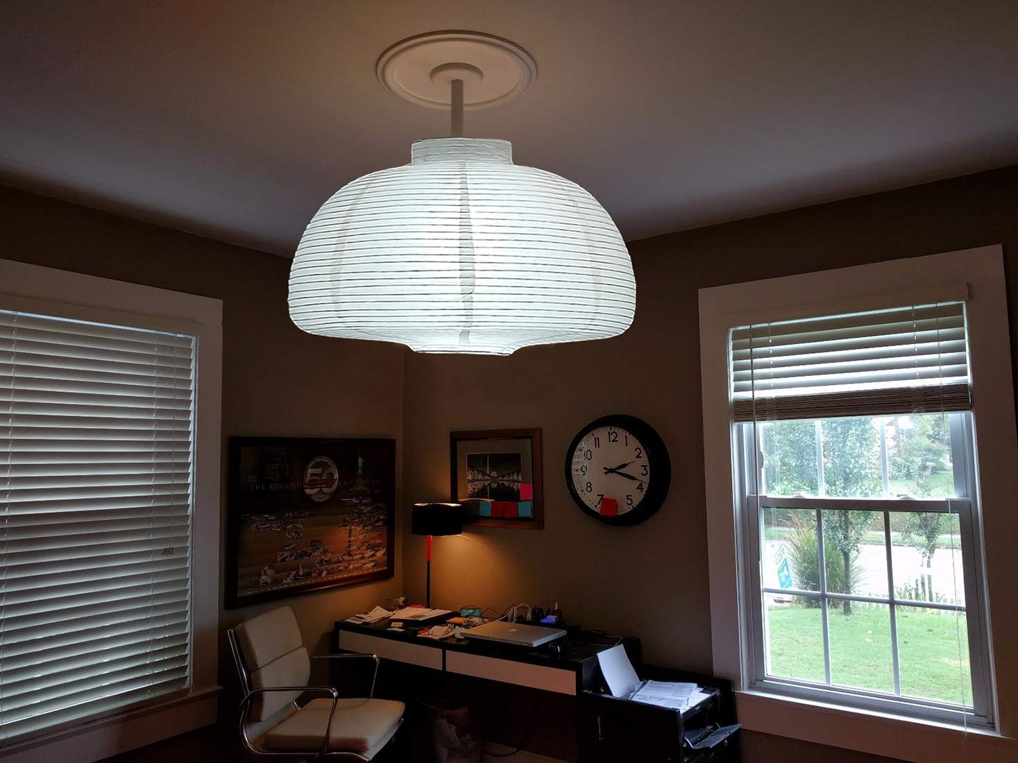 TopAAA 18” White Round Paper Lantern, Rice Paper Lamp Shade, Hanging Paper Lamp, Model 43397-34630