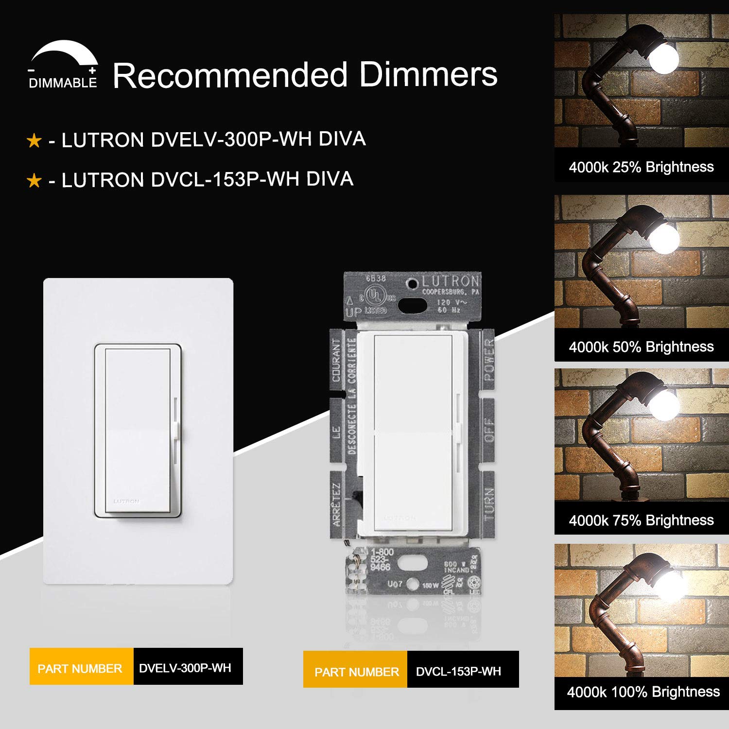 Crlight 6W Edison Led Globe Bulb, 4000K Daylight White, Dimmable, 6 Pack, E