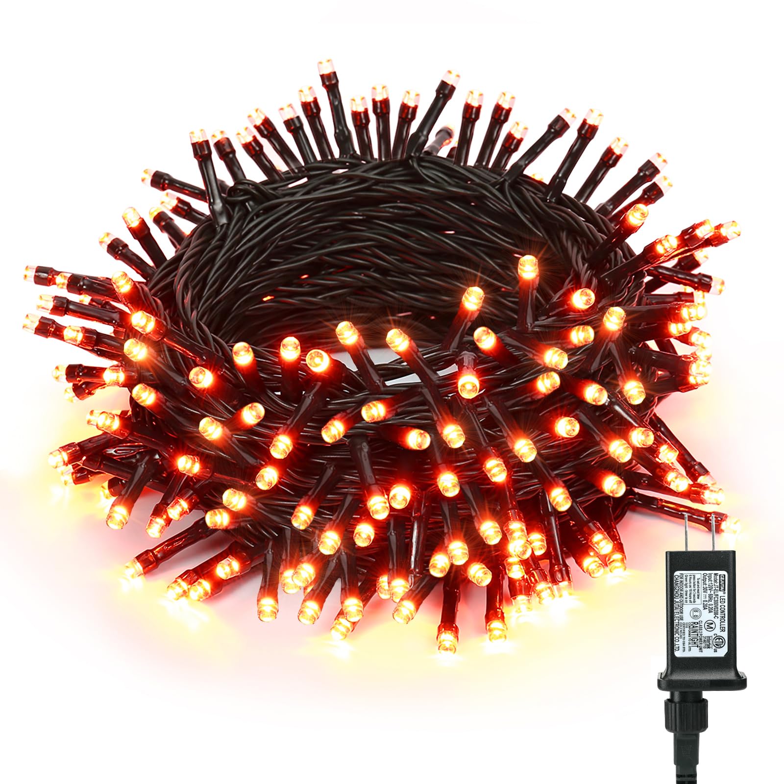 Brizlabs Halloween Lights, 240 Led 78.74Ft Orange Lights, Outdoor Halloween Mini Lights Connectable, 8 Modes Plug-In Led String