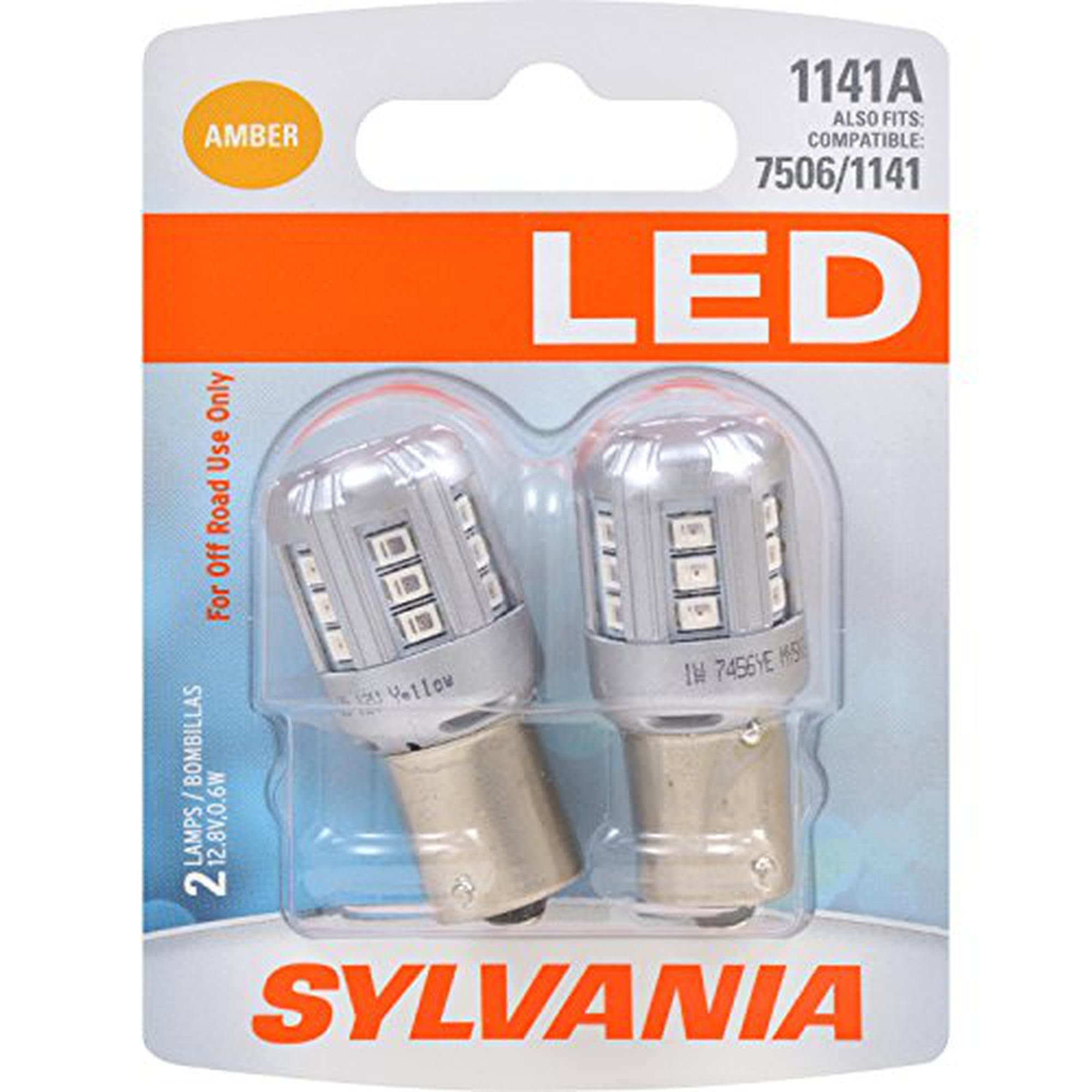 SYLVANIA 1141 LED Mini Bulb - Amber, Ideal for Park and Turn Signals, 2 Pack