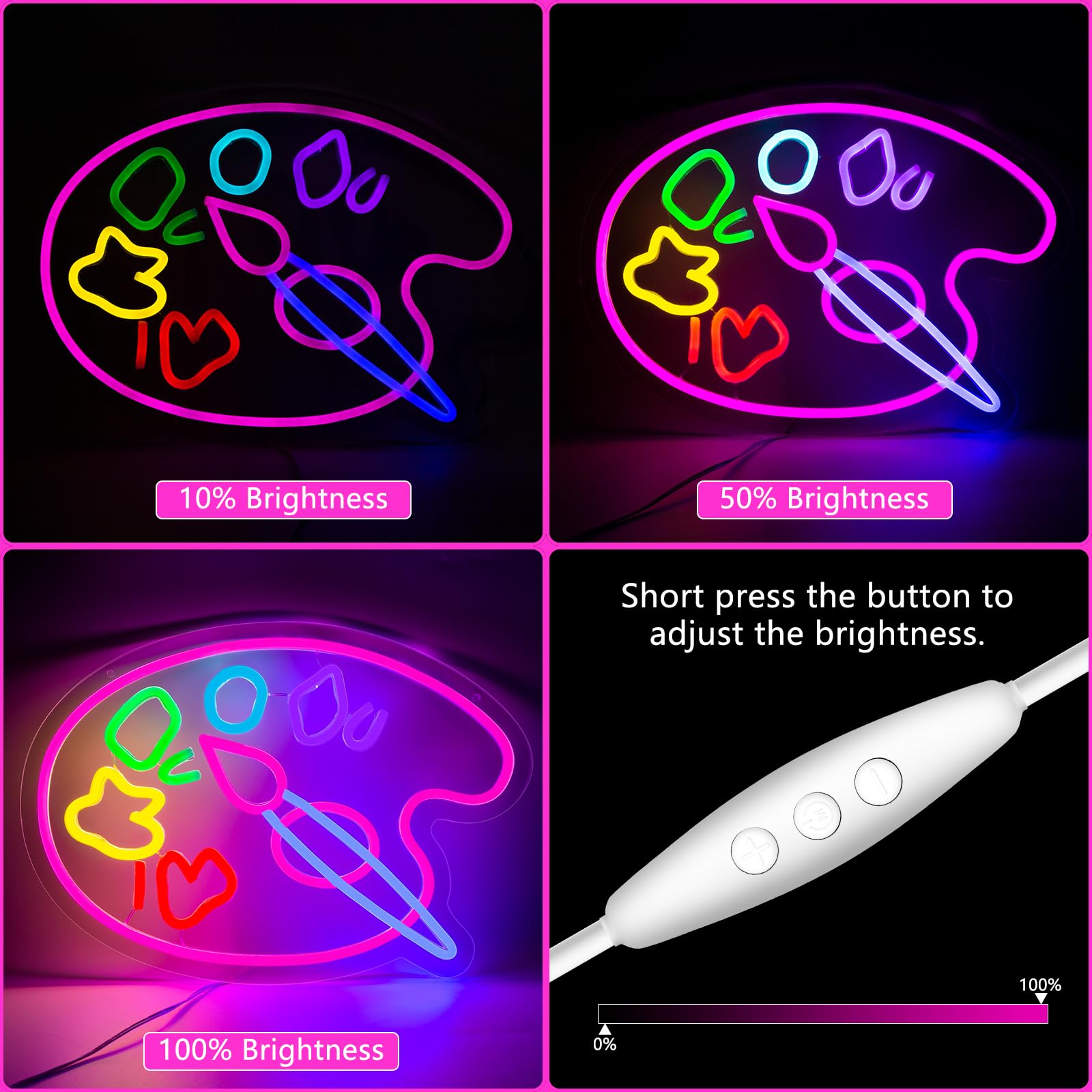 Moodlion Neon Sign - discomfort-reducingt Palette Wall Decor LED Light, 15.8*11.5 IN, Pink, Model JMNH00031-discomfort-reducingT, Aesthetic Room Accessories