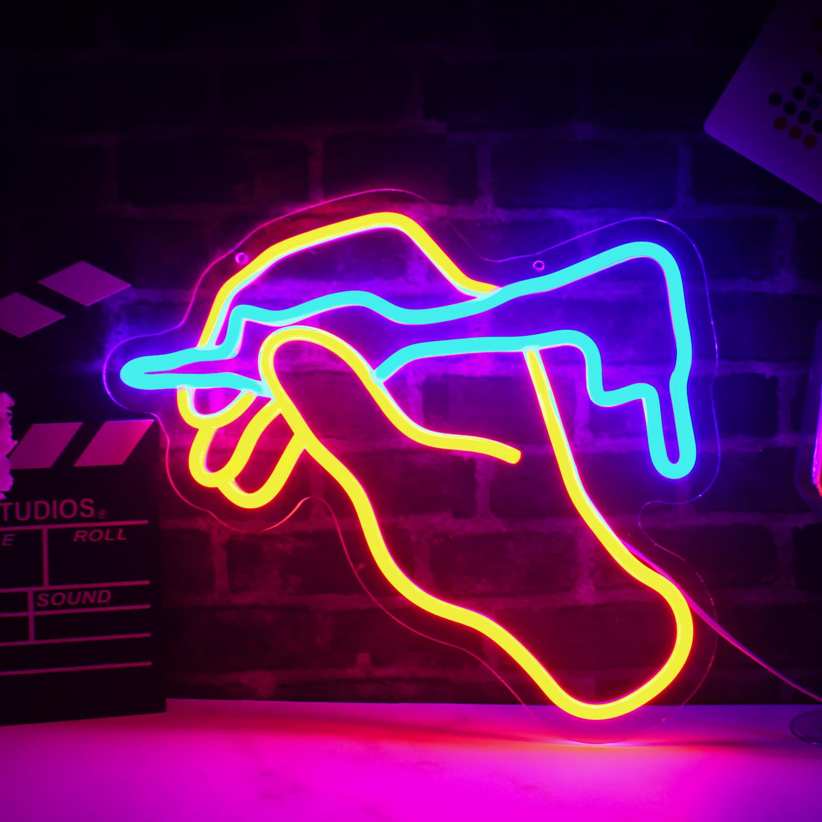 LeDigPig LED Neon Sign for Tattoo Studio, Dimmable Acrylic Wall Décor, 14.4in x 12.8in, Tattoo-Blue