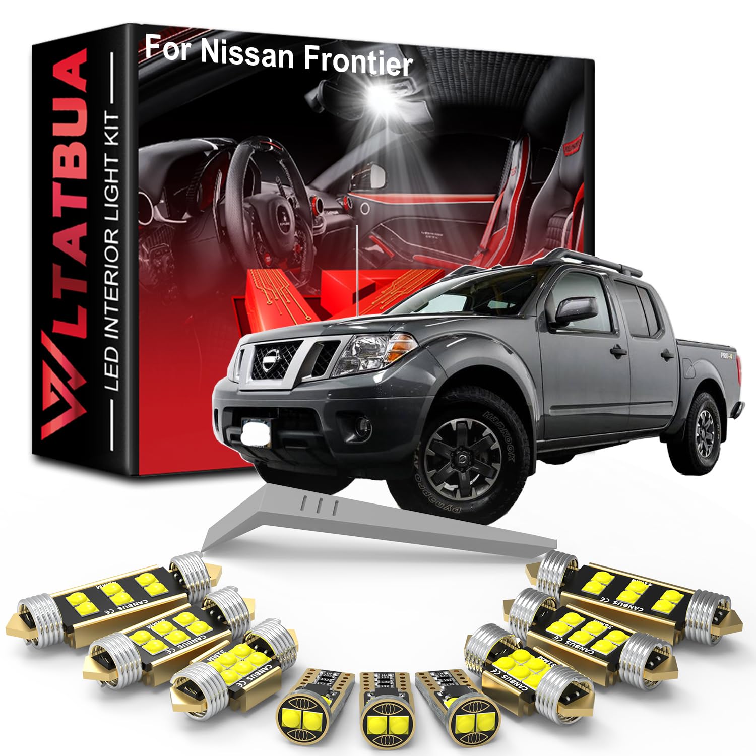 WLTATBUA LED Interior Light Kit for Nissan Frontier 2005-2022, 6000K White License Plate Bulbs, Model ZY-NISSAN-Frontier-0520