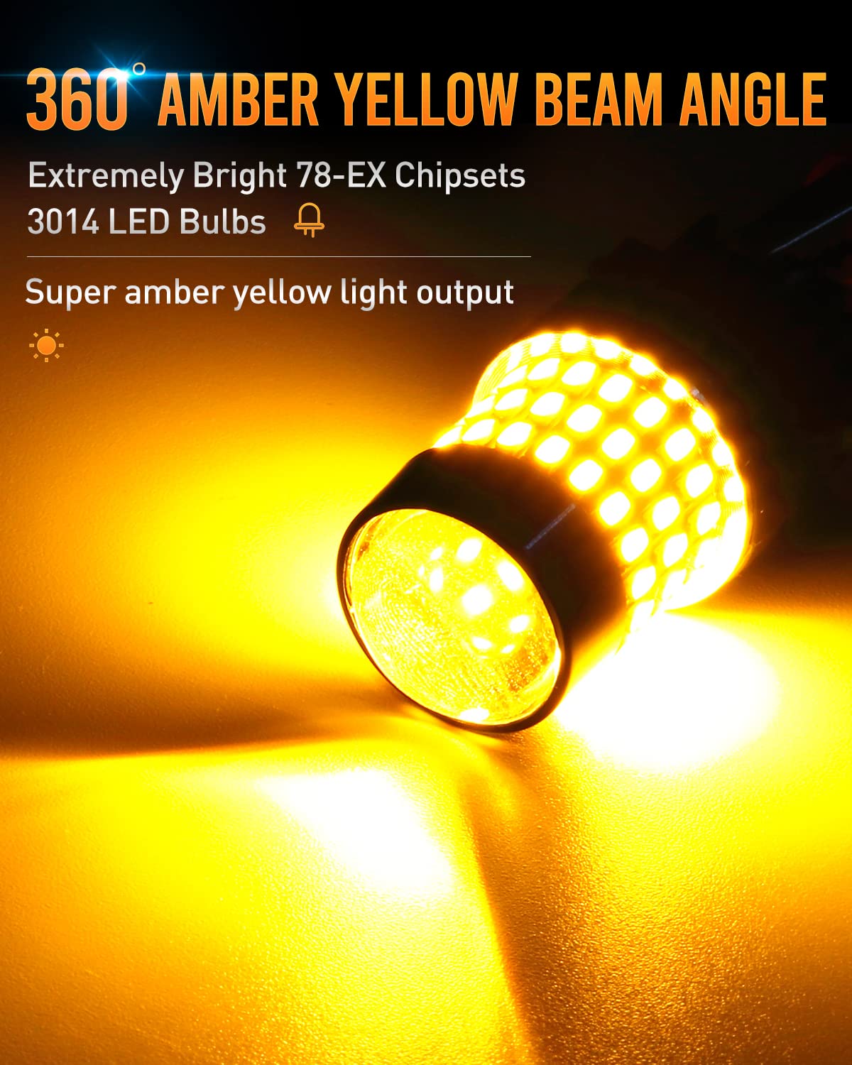 LUYED 3157 LED Bulb Amber Yellow 1800 Lumens Super Bright 3056 3156 3057 4157 LED Bulbs with Projector for Turn Signal Tail Brak