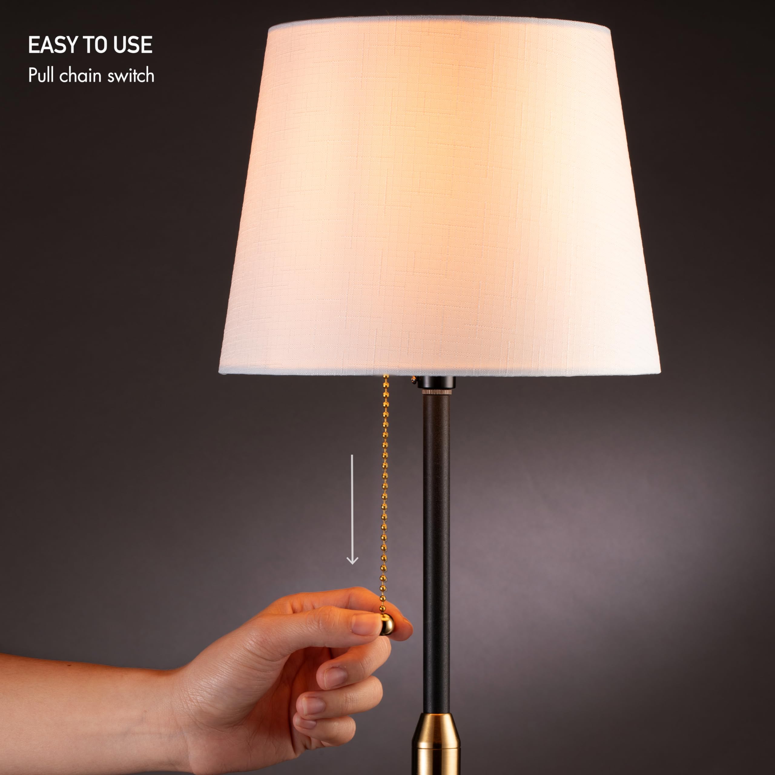 O'Bright Velum - Classic Floor Lamp, Elegant Linen Shade, Pull Chain Switch, Luxury Gold Handle, Modern Minimalist Design - Perf