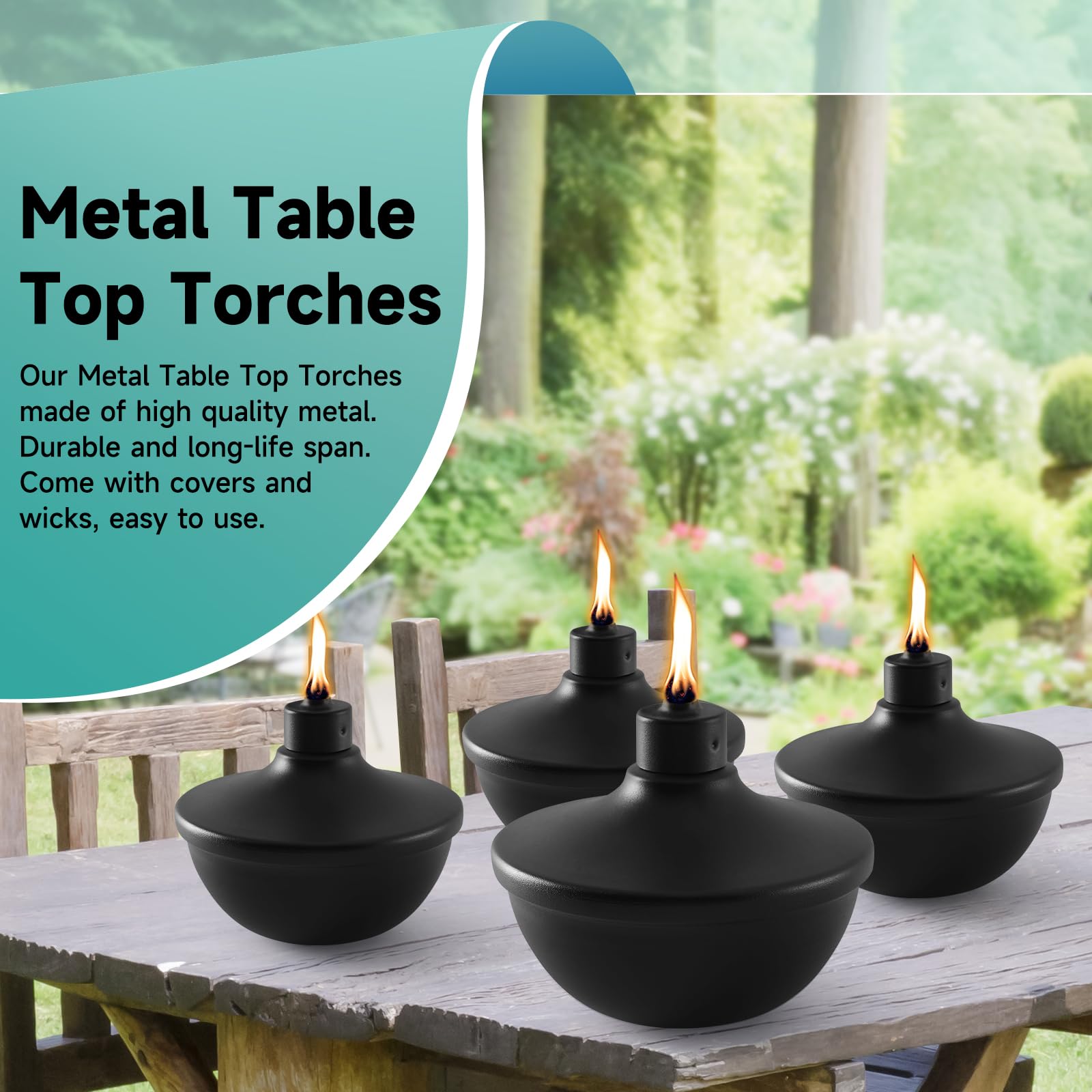 Zspeng 8 Pack Metal Citronella Torches - Refillable Outdoor Flame Lights For Party & Garden Decor