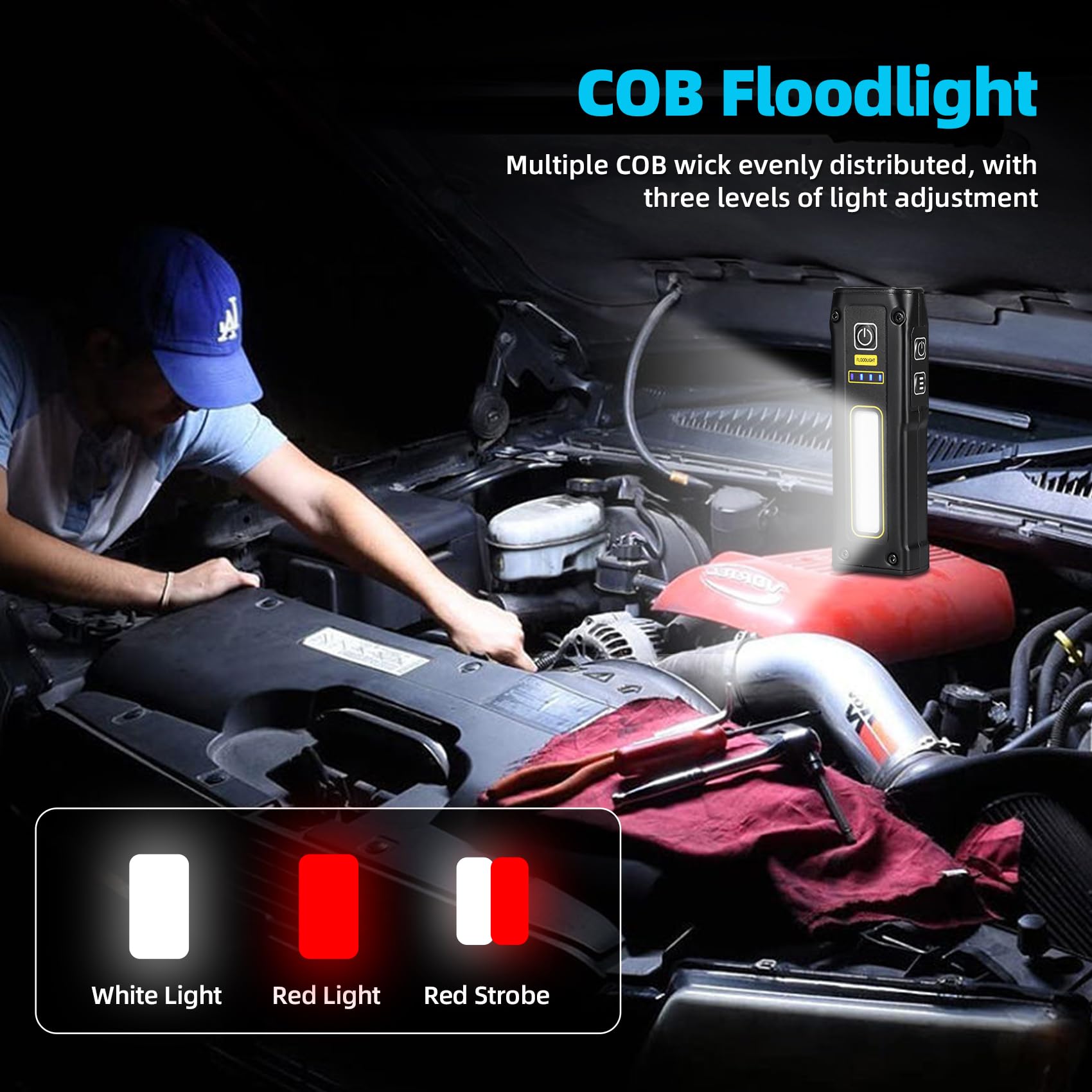 DARKBEAM Mini UV Flashlight B202 - 395nm Blacklight, Rechargeable, Magnetic COB Red Light, Emergency Power, Violet/White/Red