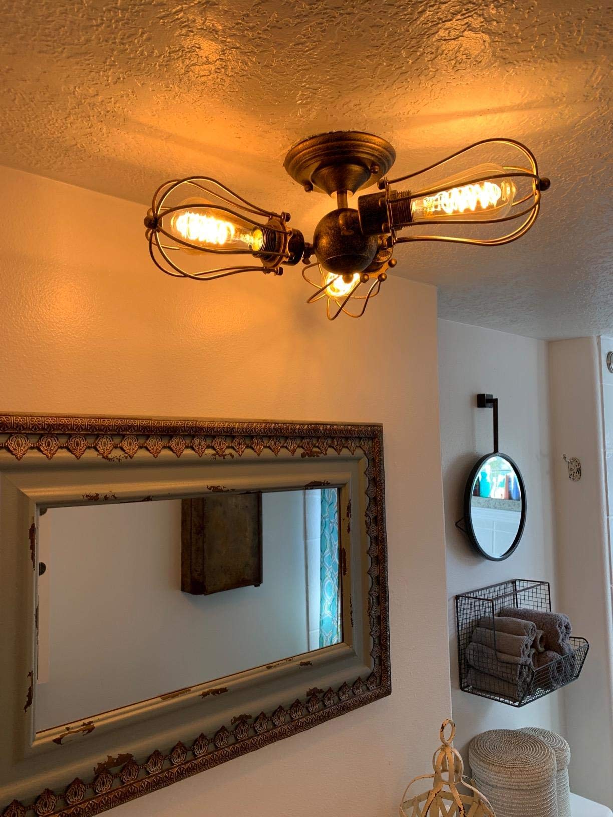 moonkist Vintage Ceiling Light Industrial Metal Fixture 3 Lights Rotatable Semi-Flush Mount Bronze Model MCLTG5019