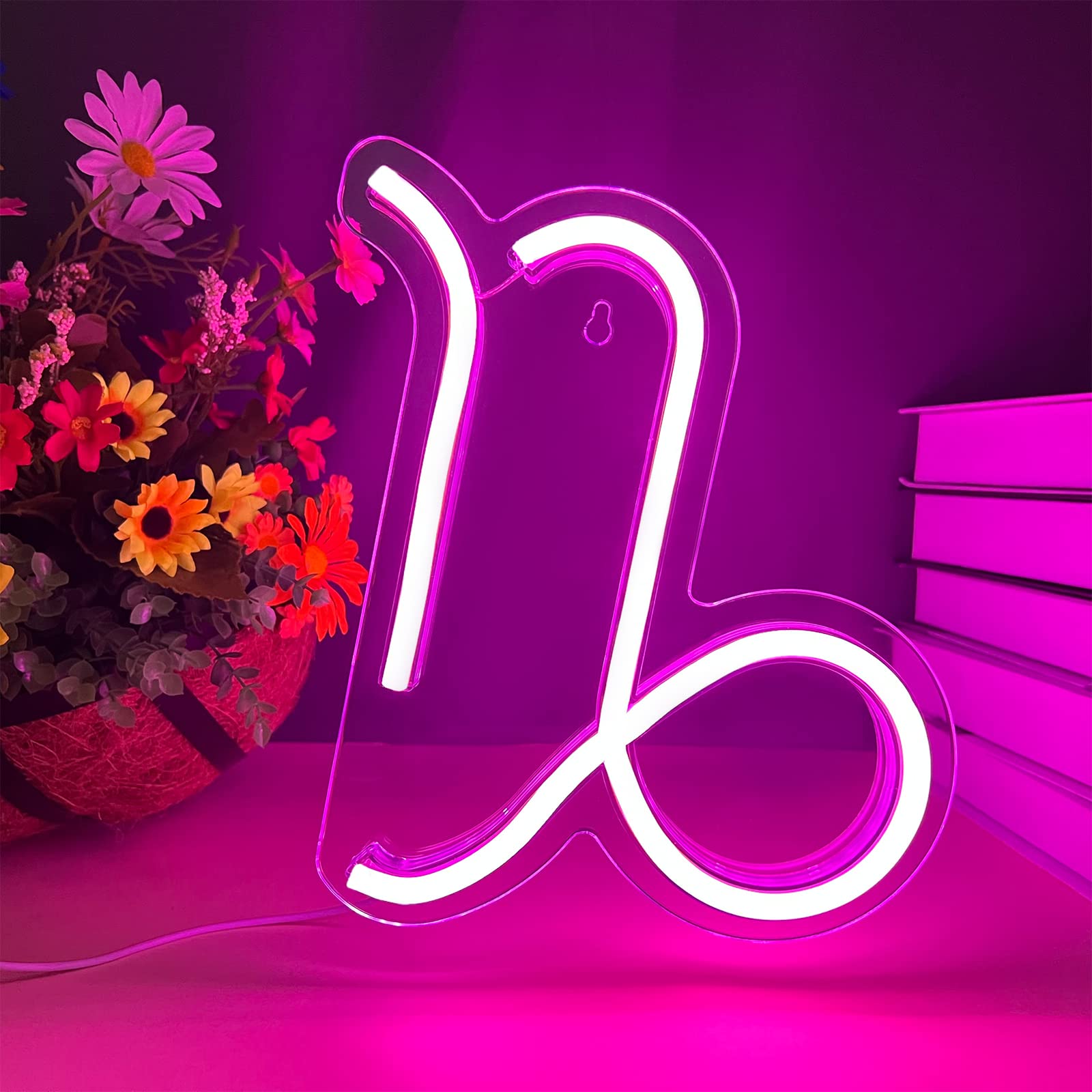 BerniceKelly Zodiac Horoscope Neon Sign, Capricorn LED Wall Decor, 11inL x 1inW, Astrology Light for Kids Room and Birthday Party