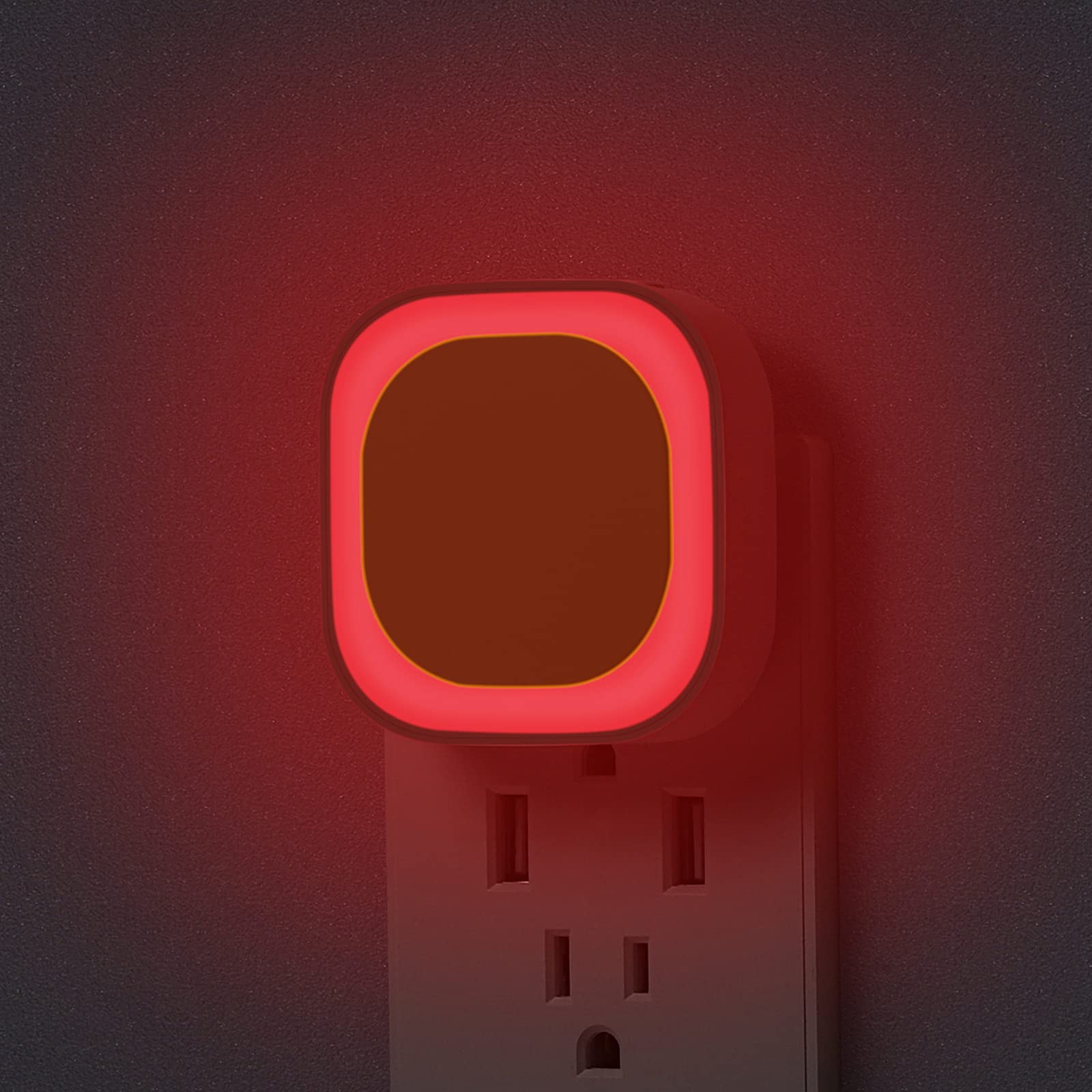 YUNLEX 6 Pack Plug in Dimmable Red Night Light, Auto Dusk to Dawn Sensor,Soft Glow, Diffused Light, LED Night Light for Kids, Ad