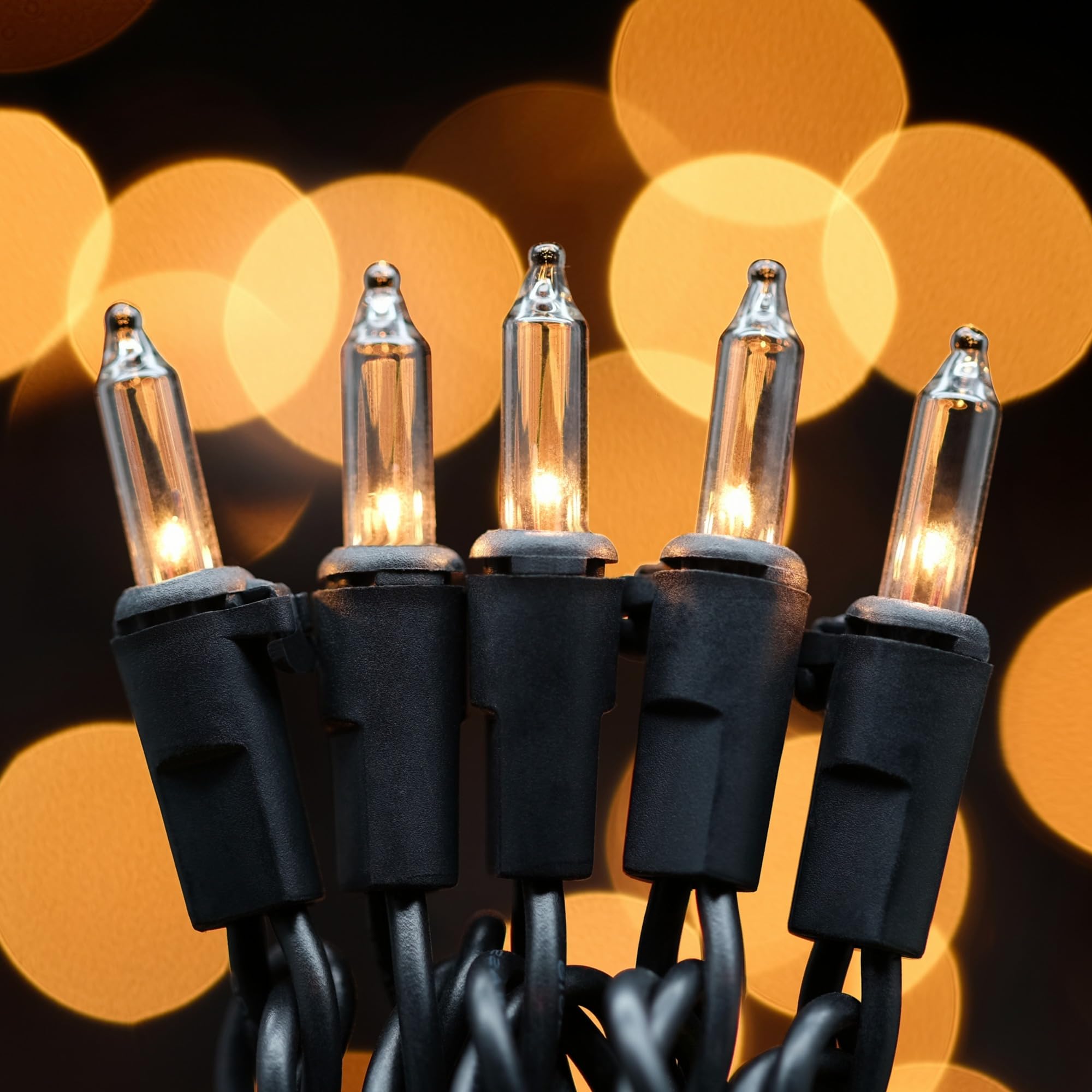 Yuletime Blue Christmas Lights With Brown Wire, 66 Feet 200 Count Ul Certified String Light, Pack Of 2 Sets 33 Ft 100 Count Incandescent Mini Light Set (Blue - Brown Wire)