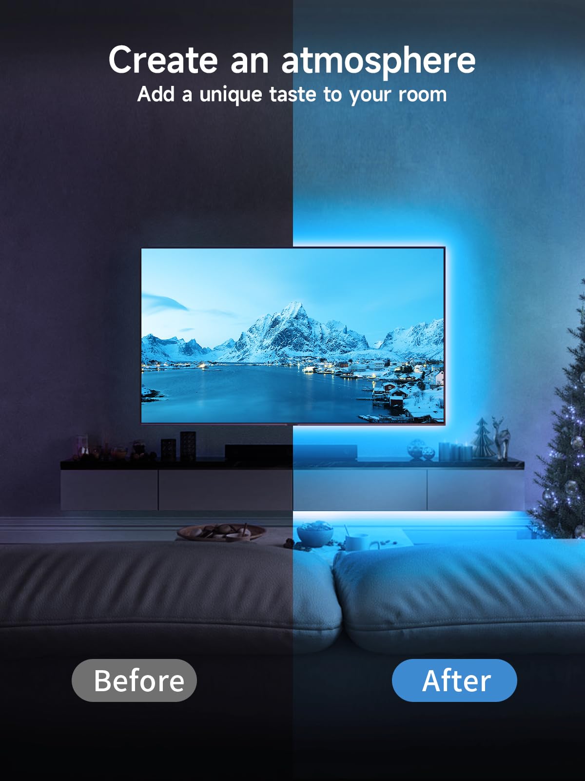 Gipoyent Tv Led Lights, 13.1Ft Tv Led Lights For 40-65 Inch, Led Tv Behind With Bluetooth Function - Rgb Color Changing Light Strip For Home Theater(13.1Ft)