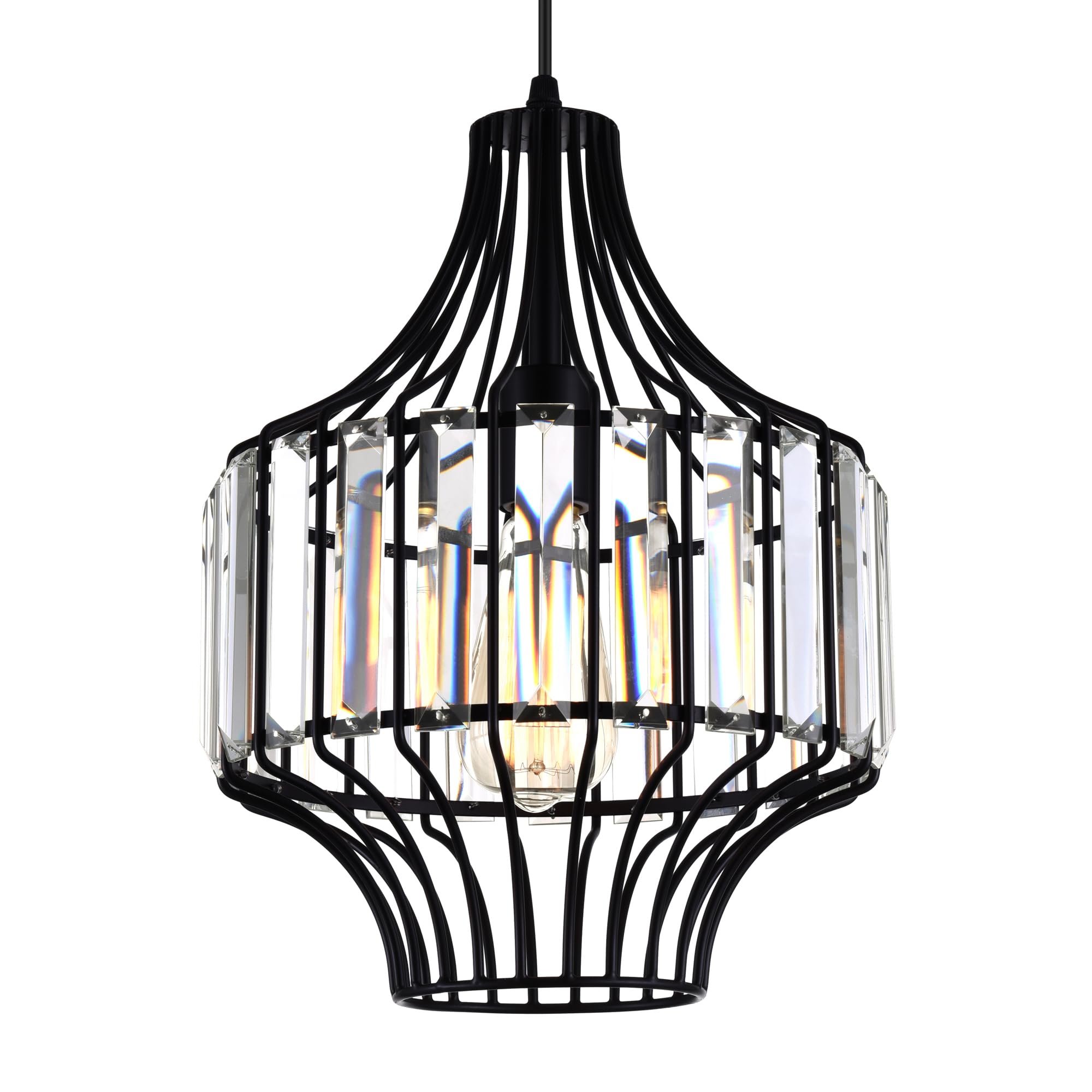 Cwi Lighting Black Metal Pendant Light - Contemporary 1 Light Down Fixture