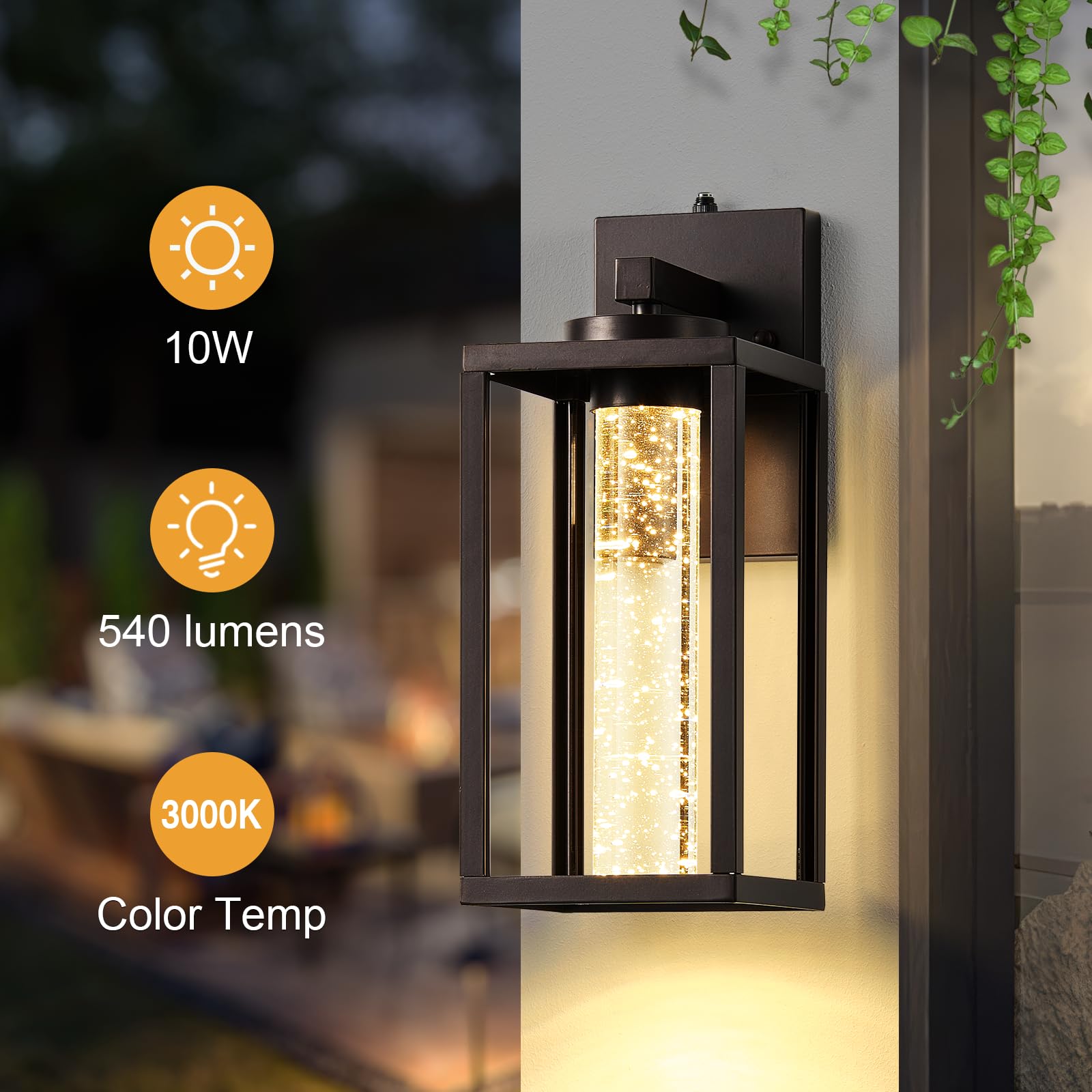 VIANIS Outdoor Wall Lantern - Large Oil Rubbed Bronze, Built-in LED, Waterproof, Tall 1-Pack, Model V8114M